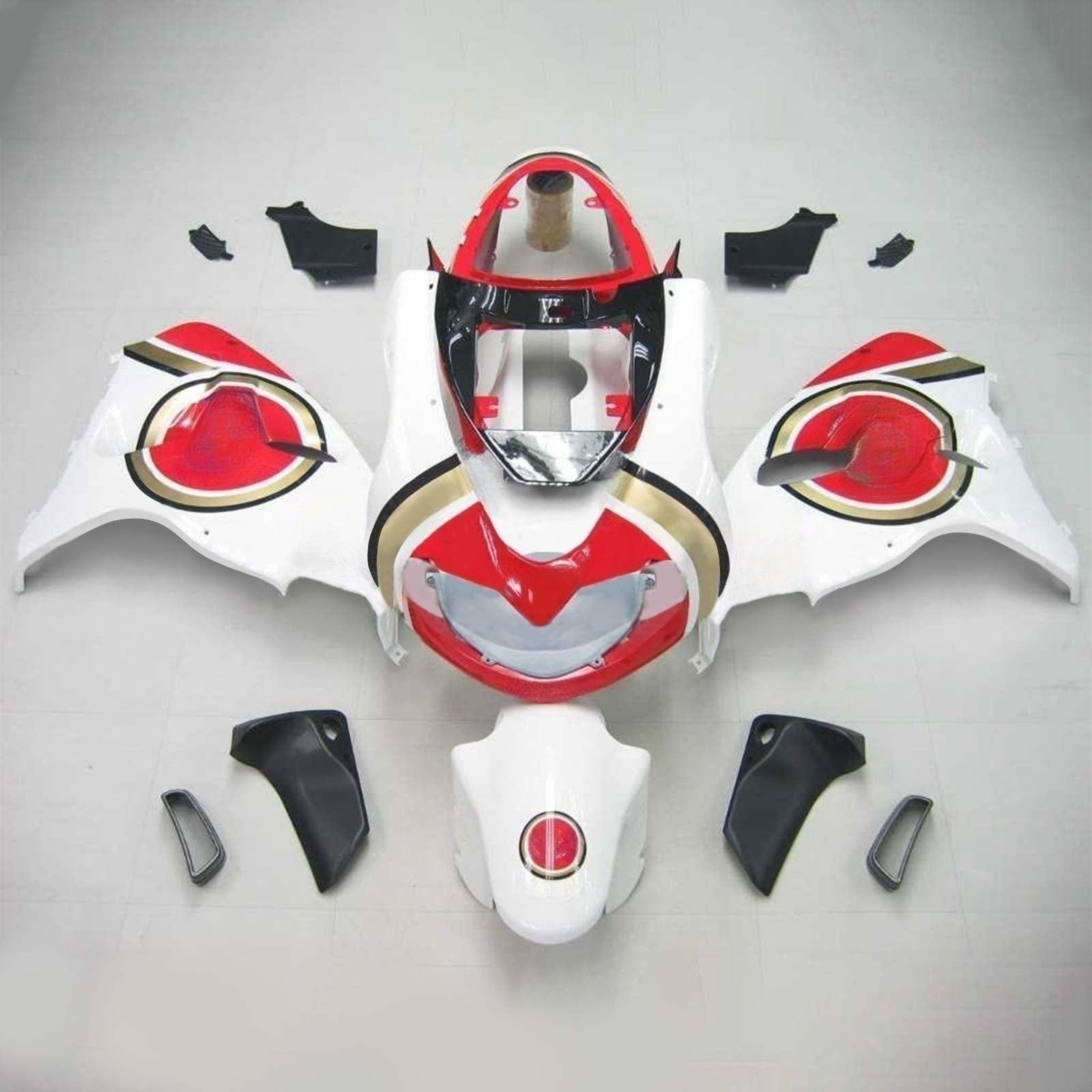 Amotopart Verkleidung für Suzuki TL1000R (1998–2003), Farbe: Lucky Strike Rot&Weißes Style2-Set