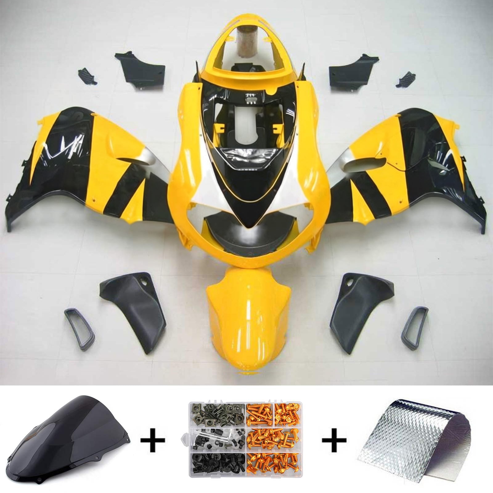 Amotopart 1998-2003 スズキ TL1000R フェアリング イエロー&Bラックスタイル1キット