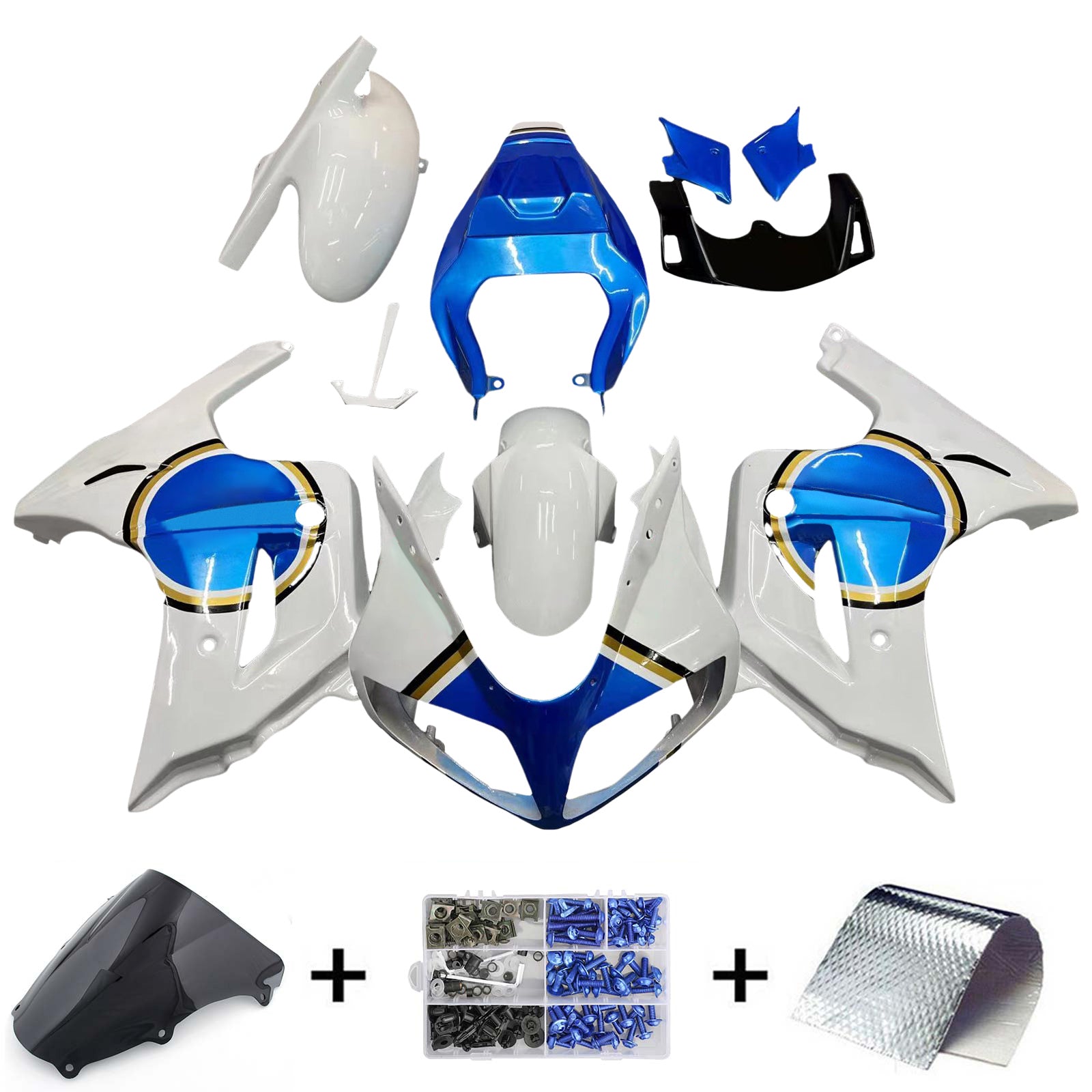 Amotopart Suzuki SV650 2003-2013 White Blue Fairing Kit