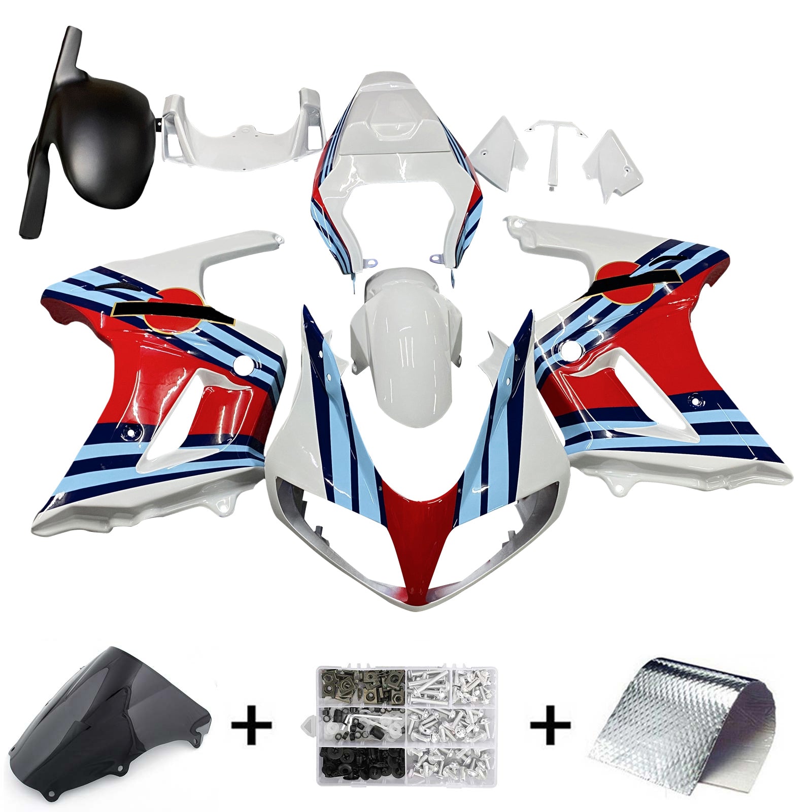 Amotopart Suzuki SV650 2003-2013 White Red Fairing Kit