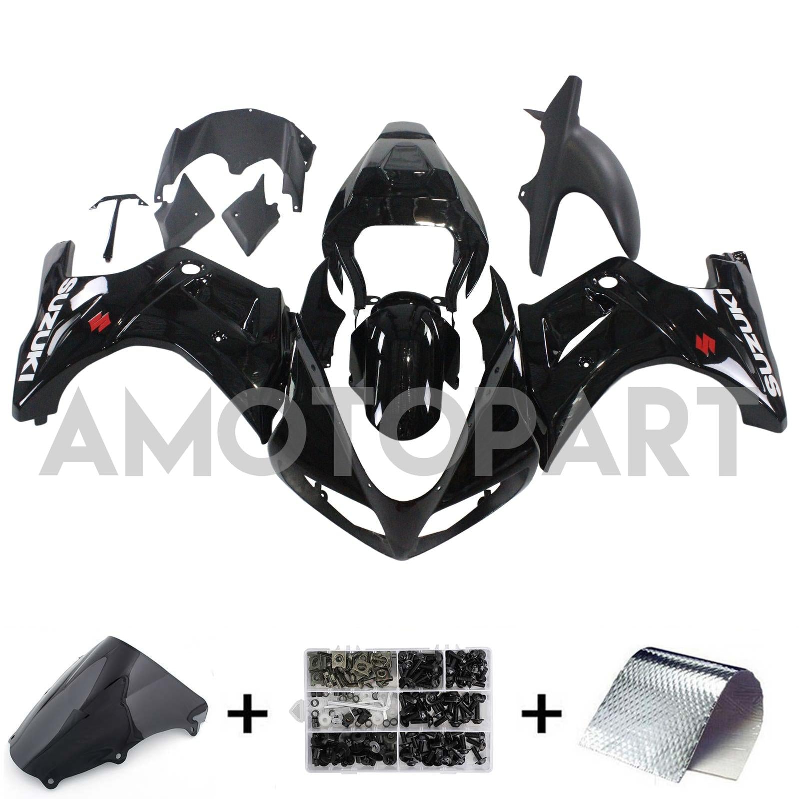 Amotopart Suzuki SV650 2003-2013 Glossy Black Fairing Kit