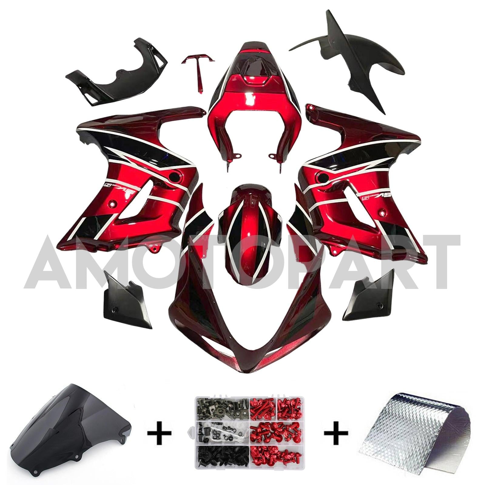 Amotopart 2003-2013 SV650 Suzuki Red&White Stripe Fairing Kit