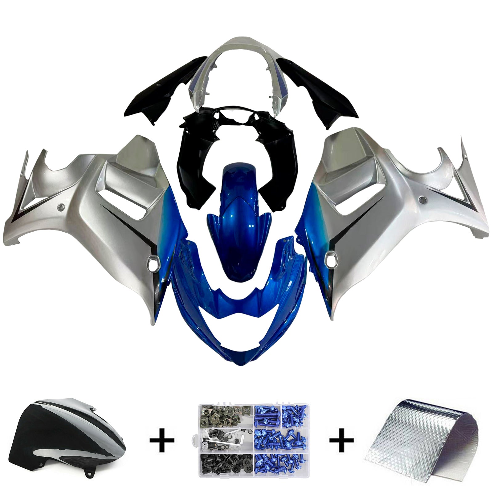 Amotopart 2008-2013 GSX650F Katana Suzuki Silver&Blue Fairing Kit