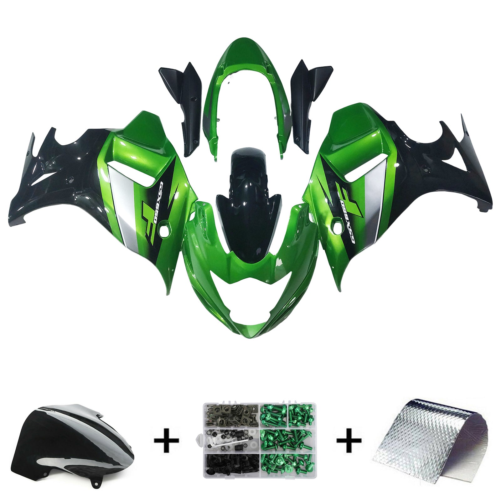 Amotopart 2008-2013 GSX650F Katana Suzuki Green&Black Fairing Kit