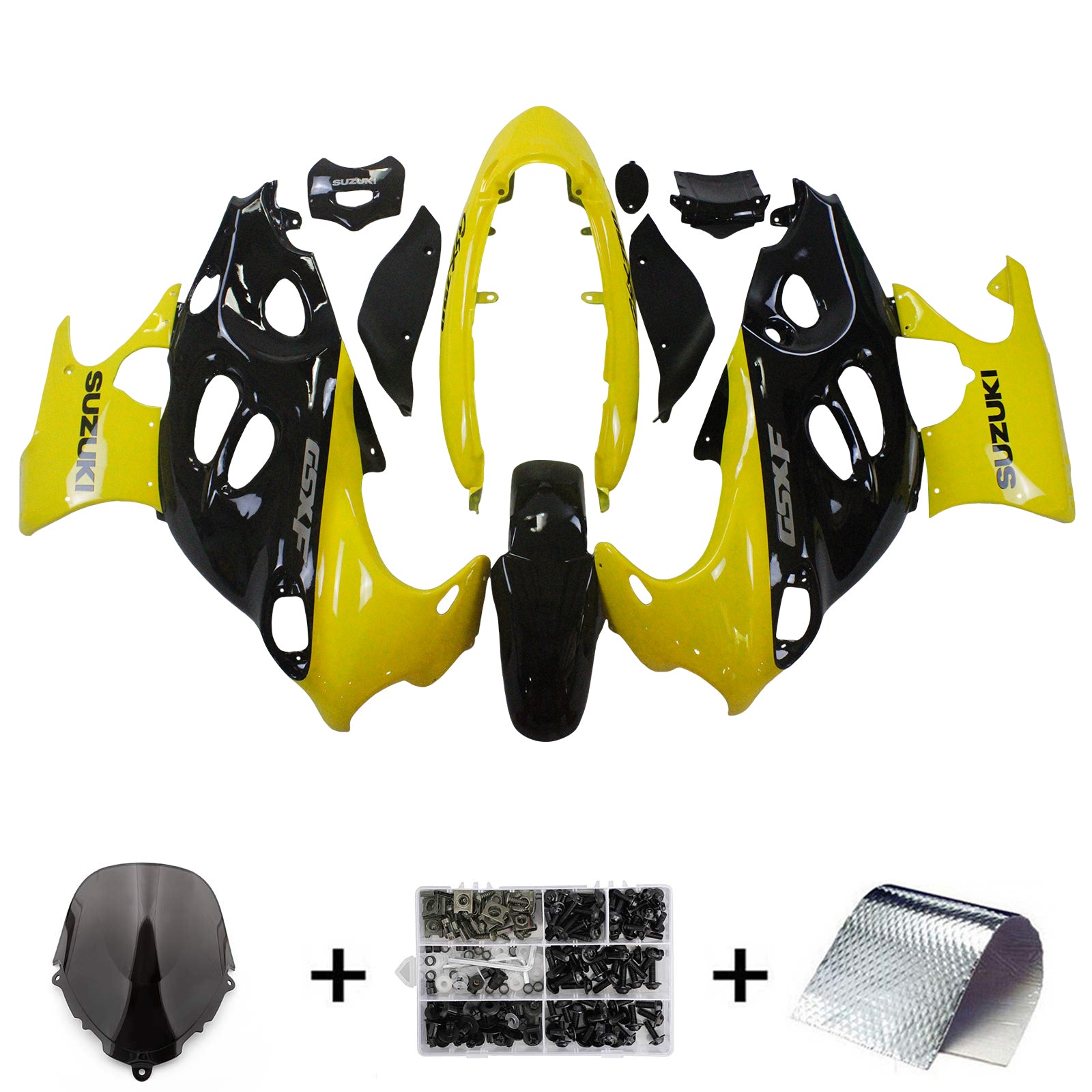 Amotopart 2003-2006 Suzuki Katana GSXF600/750 Fairing Black&Yellow Kit