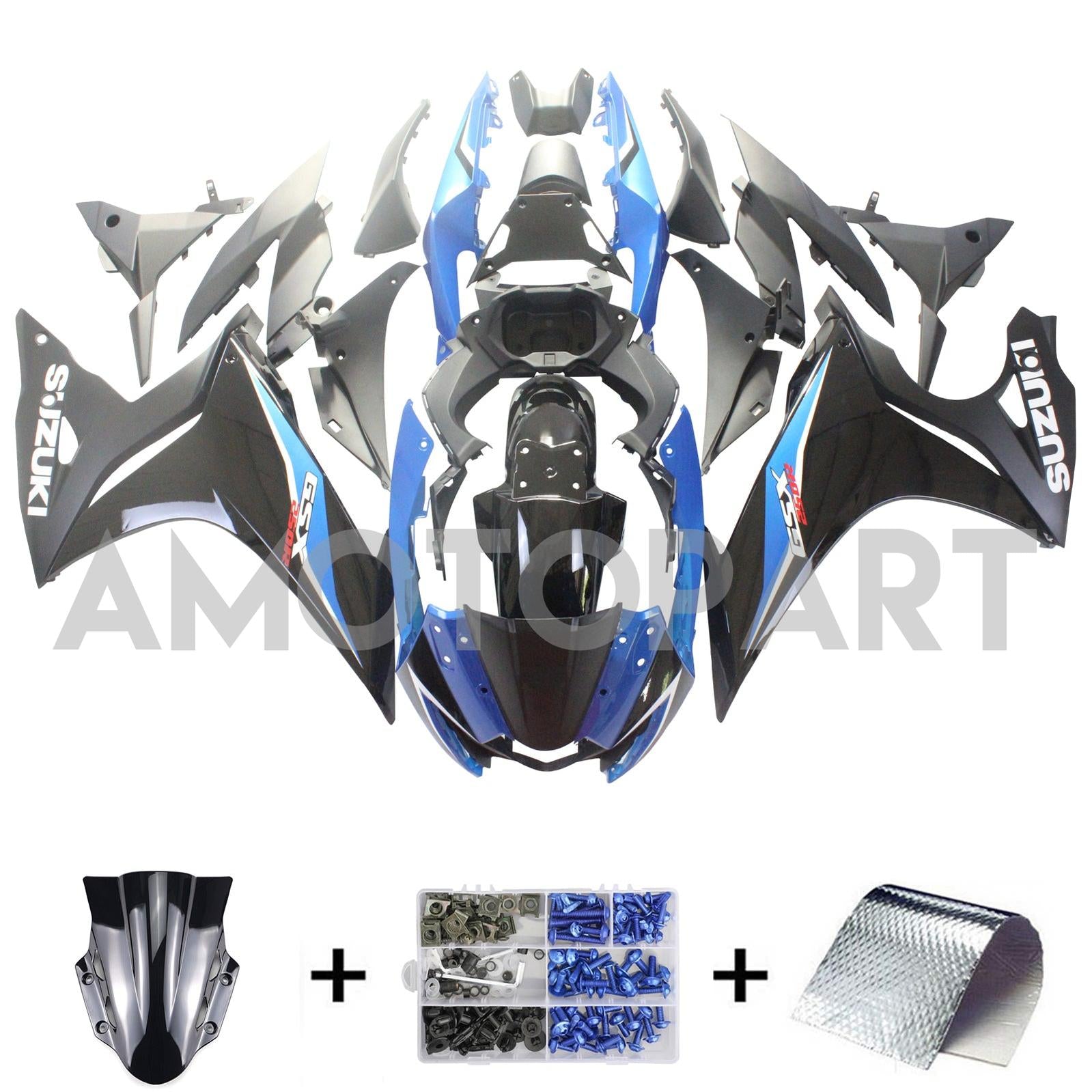 Amotopart 2017-2020 Suzuki GSX250R Fairing Blue&White Kit