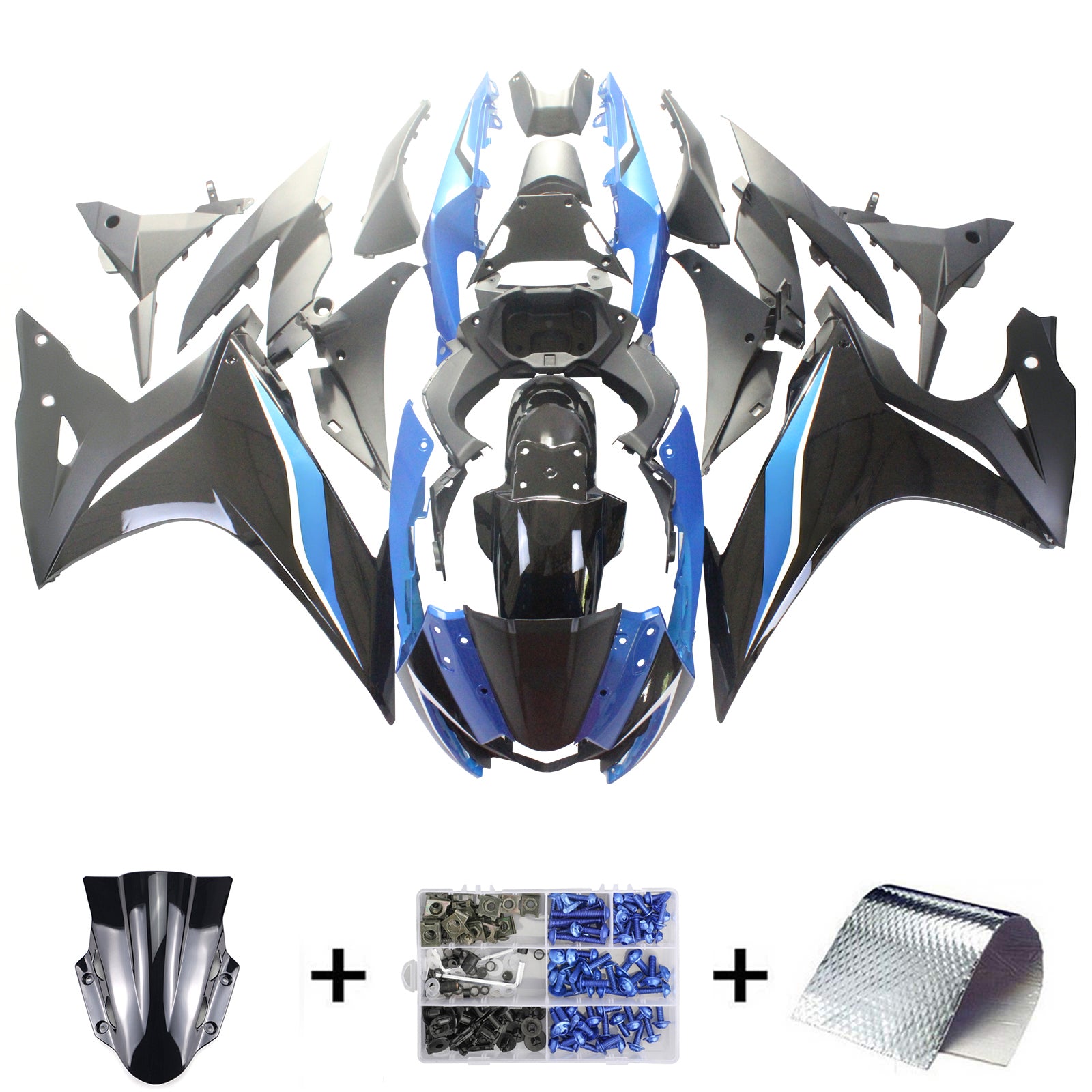 Amotopart 2017-2020 Suzuki GSX250R Fairing Blue & White Kit