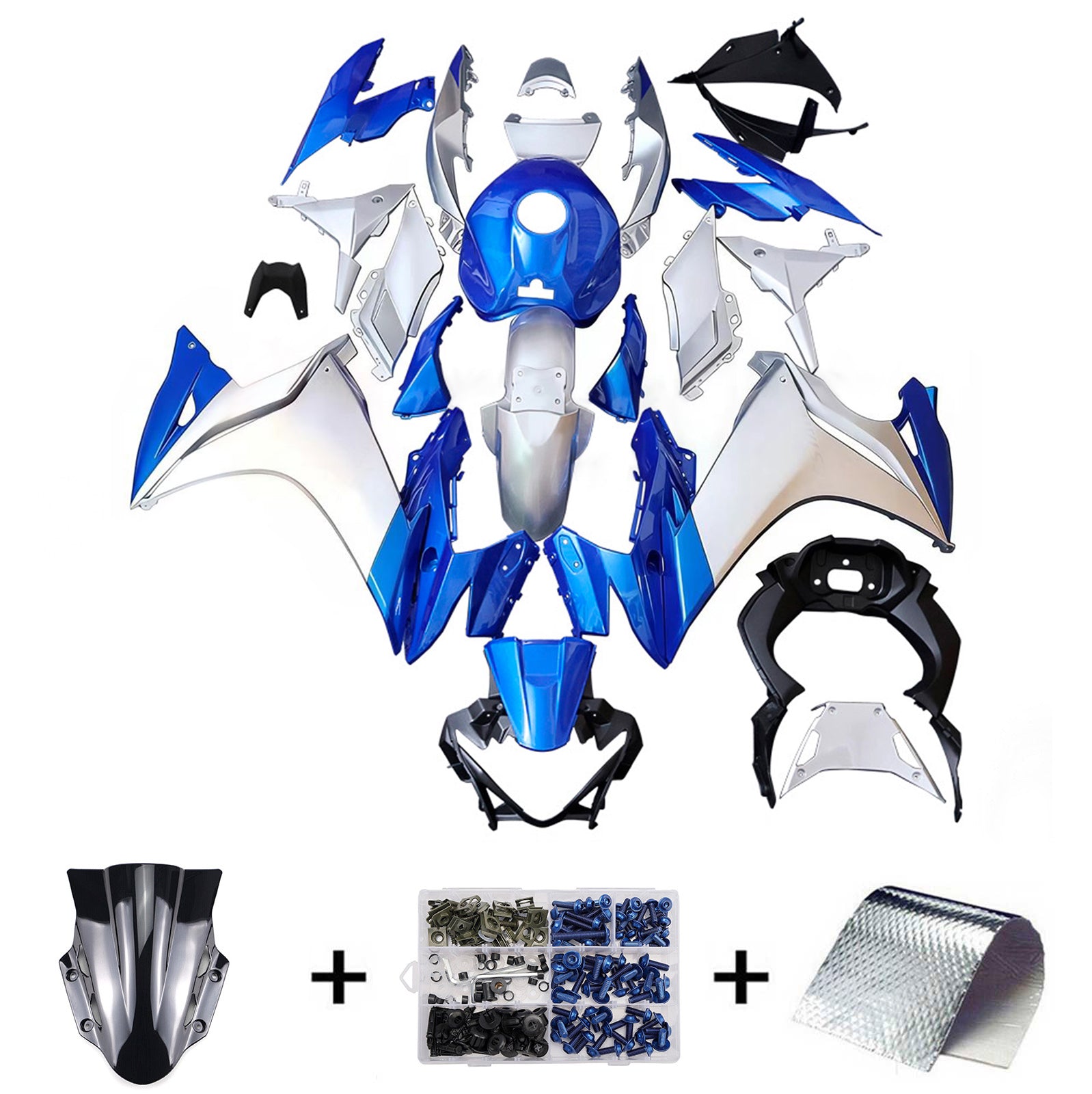 Amotopart 2017-2020 Suzuki GSX250R Blue White Fairing Kit