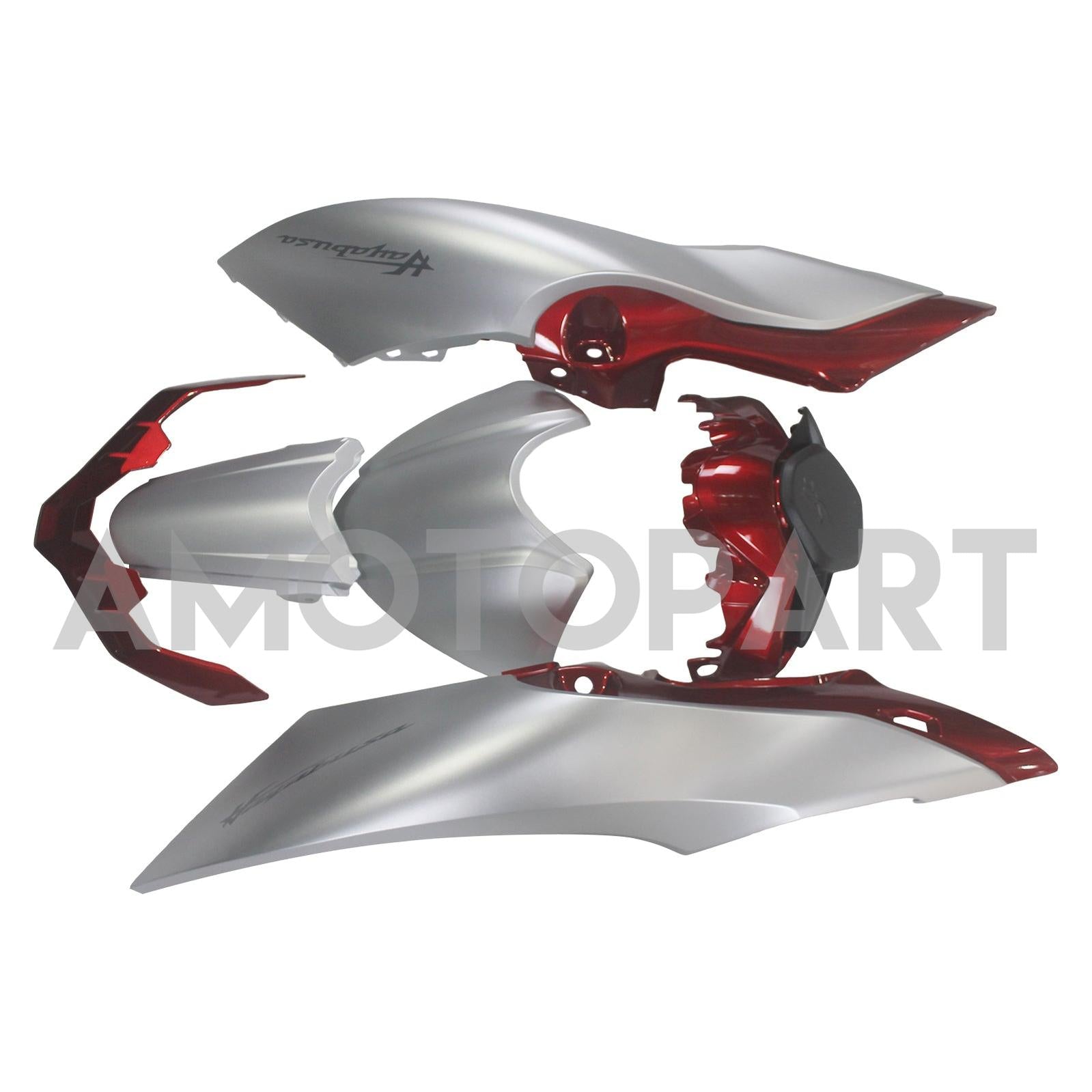 Amotopart 2021-2025 Suzuki Hayabusa GSX1300R Silber mit roter Verkleidung Kit