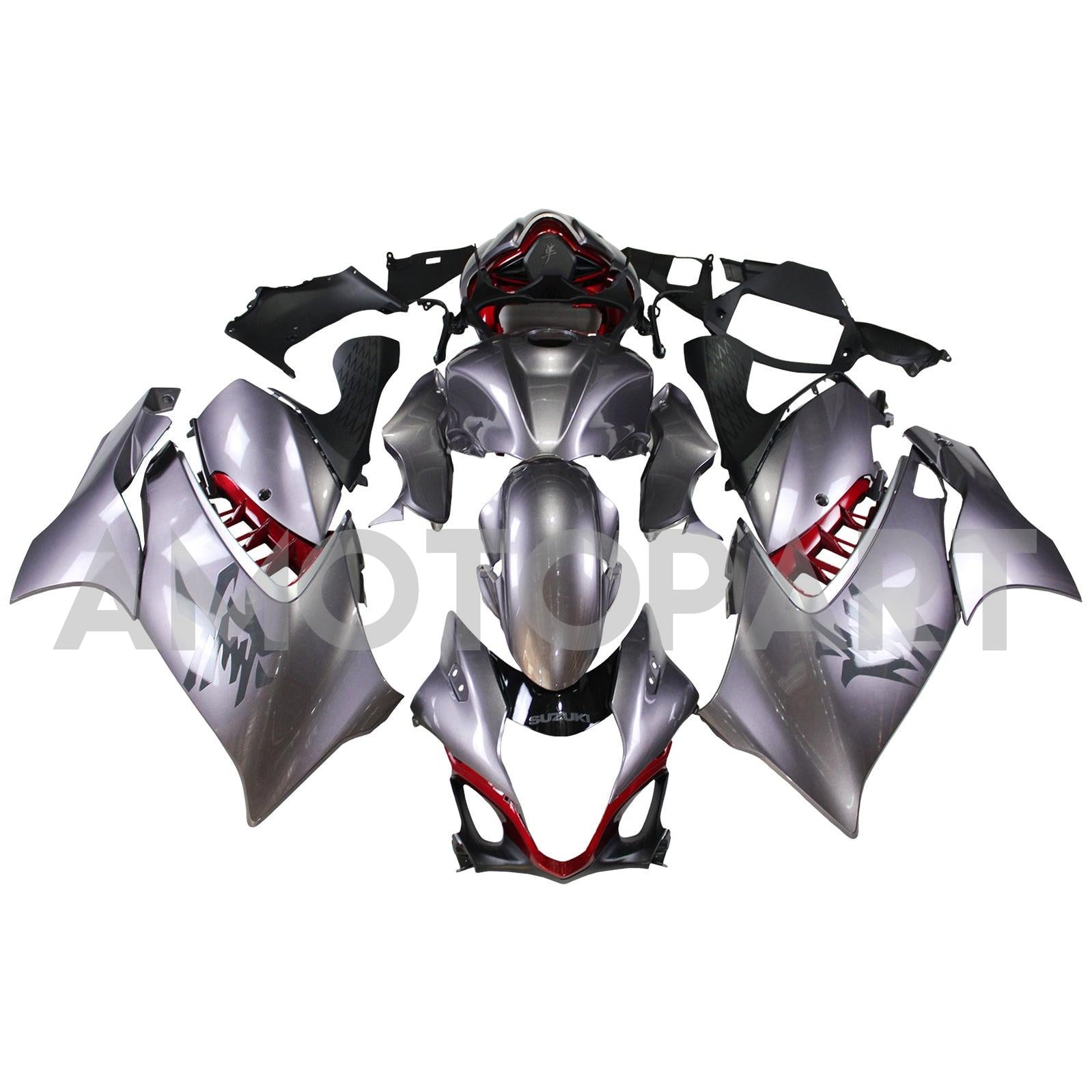 Amotopart 2021-2025 Suzuki Hayabusa GSX1300R Gray With Logo Fairing Kit