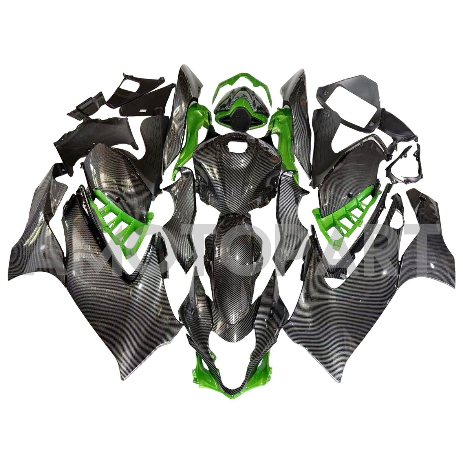 Amotopart 2021-2025 Suzuki Hayabusa GSX1300R Green & Kohlefaser-Musterverkleidungskit