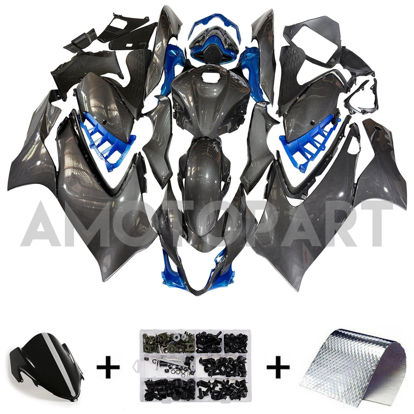 Amotopart 2021-2025 Suzuki Hayabusa GSX1300R Blue & Carbon Fiber Pattern Fairing Kit