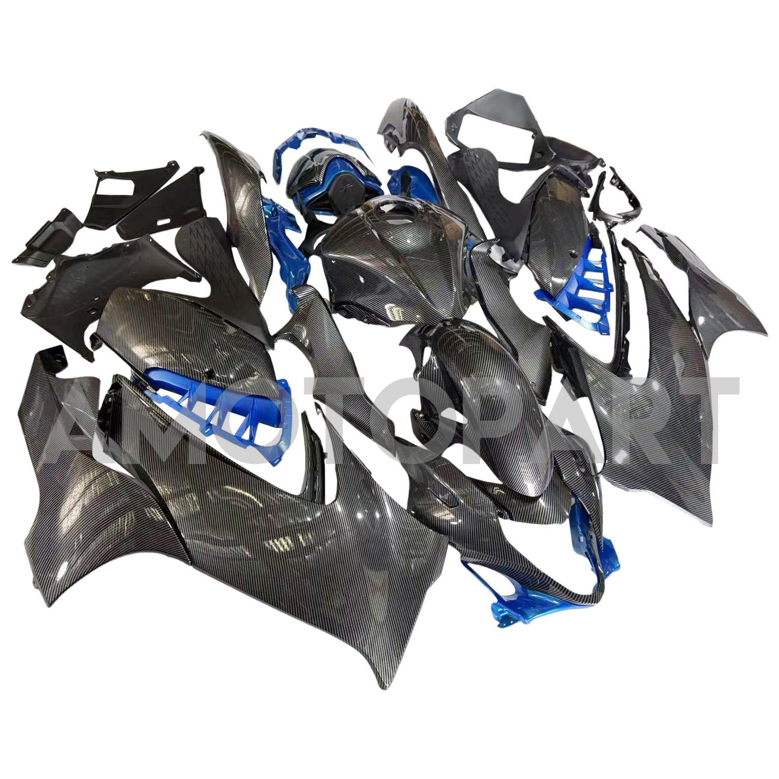 Amotopart 2021-2025 Suzuki Hayabusa GSX1300R Blau & Kohlefaser-Musterverkleidungskit