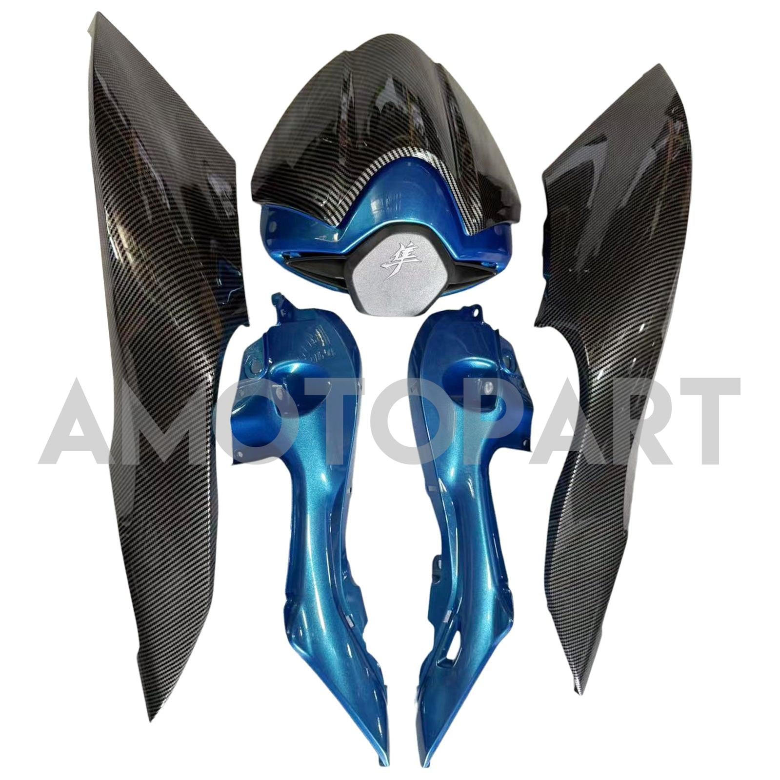Amotopart 2021-2025 Suzuki Hayabusa GSX1300R Blau & Kohlefaser-Musterverkleidungskit
