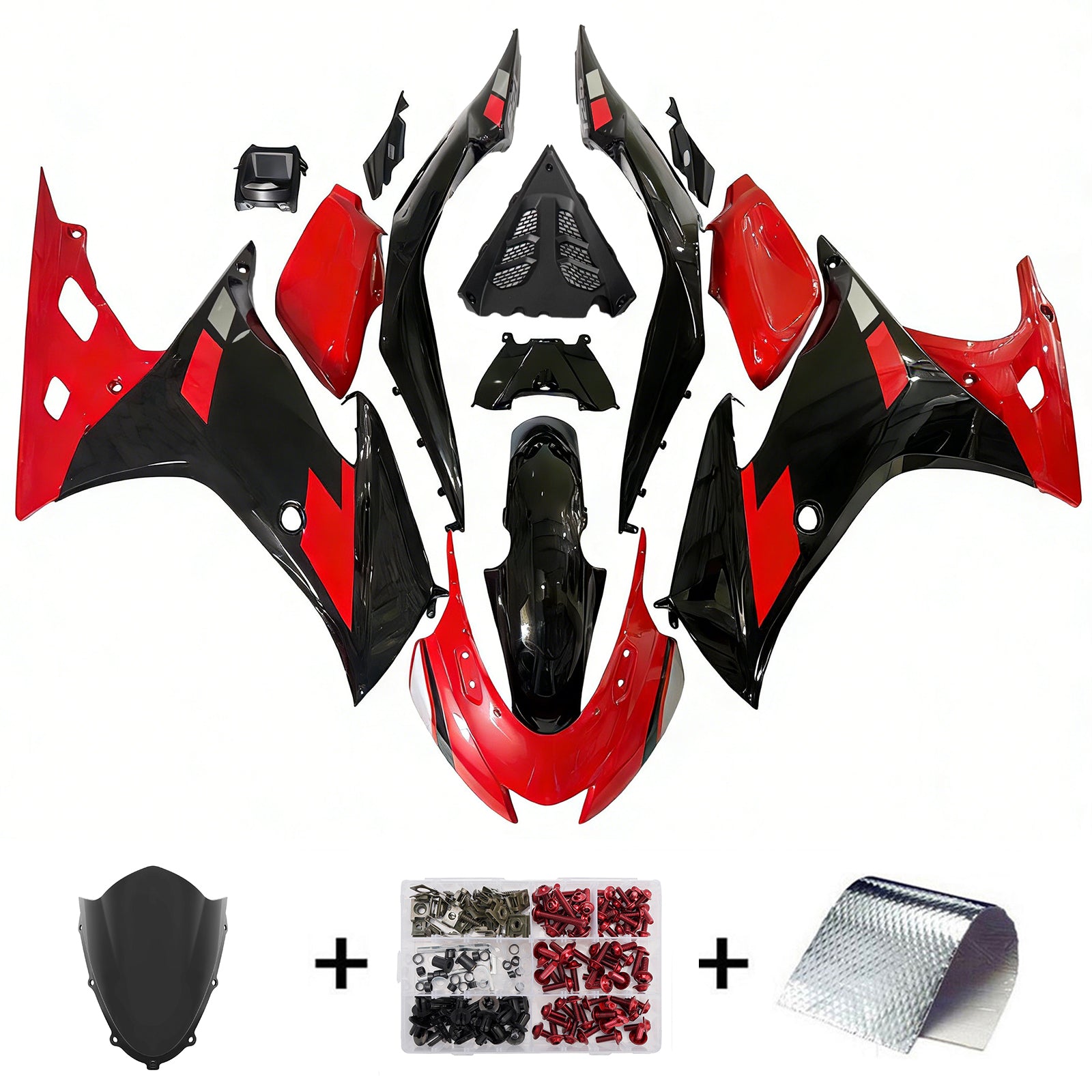 Amotopart 2017–2024 Suzuki GSX-R125 glänzend rot-schwarzes Verkleidungsset (nur für die US-Version geeignet)
