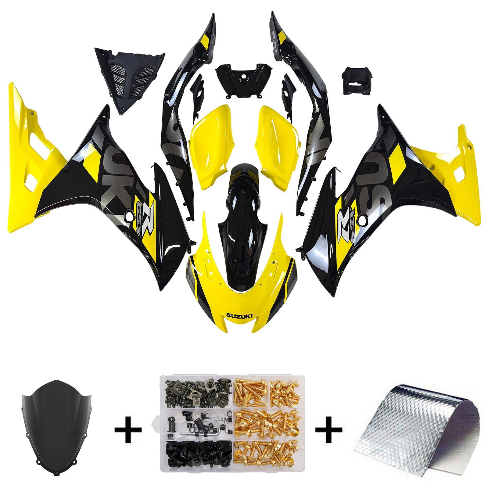 Amotopart 17-24 Suzuki GSX-R125 Black Yellow Fearing Kit (nur für die US-Version geeignet)