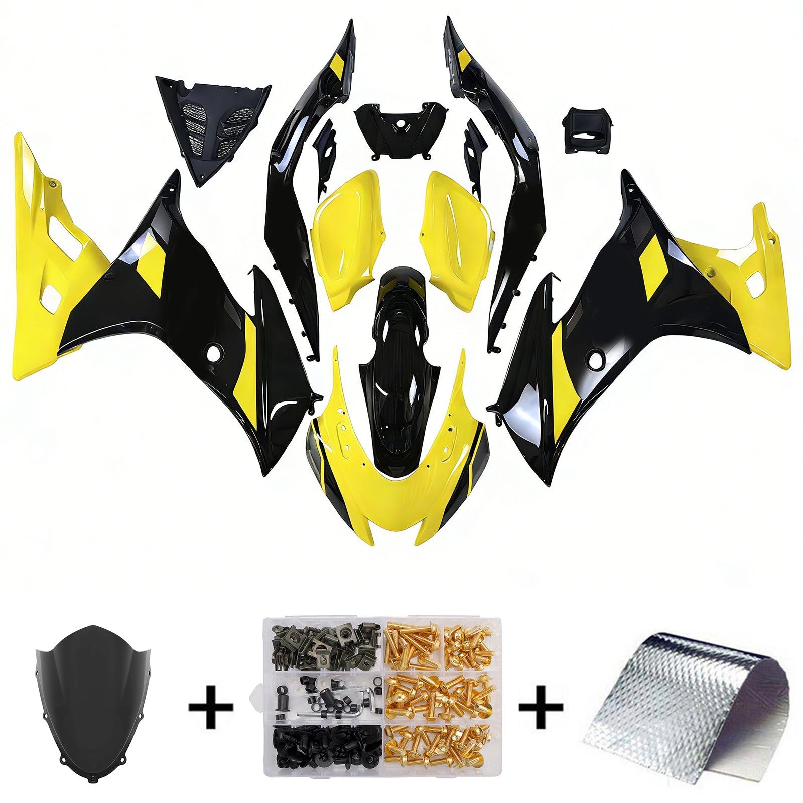 Amotopart 17–24 Suzuki GSX-R125 Schwarz Gelb Verkleidungsset (nur für die US-Version geeignet)