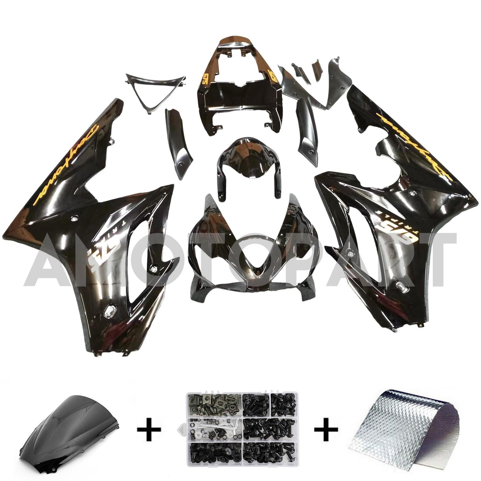 Amotopart Fairings Triumph Daytona 675 2006-2008 Kit de carénage noir gloss