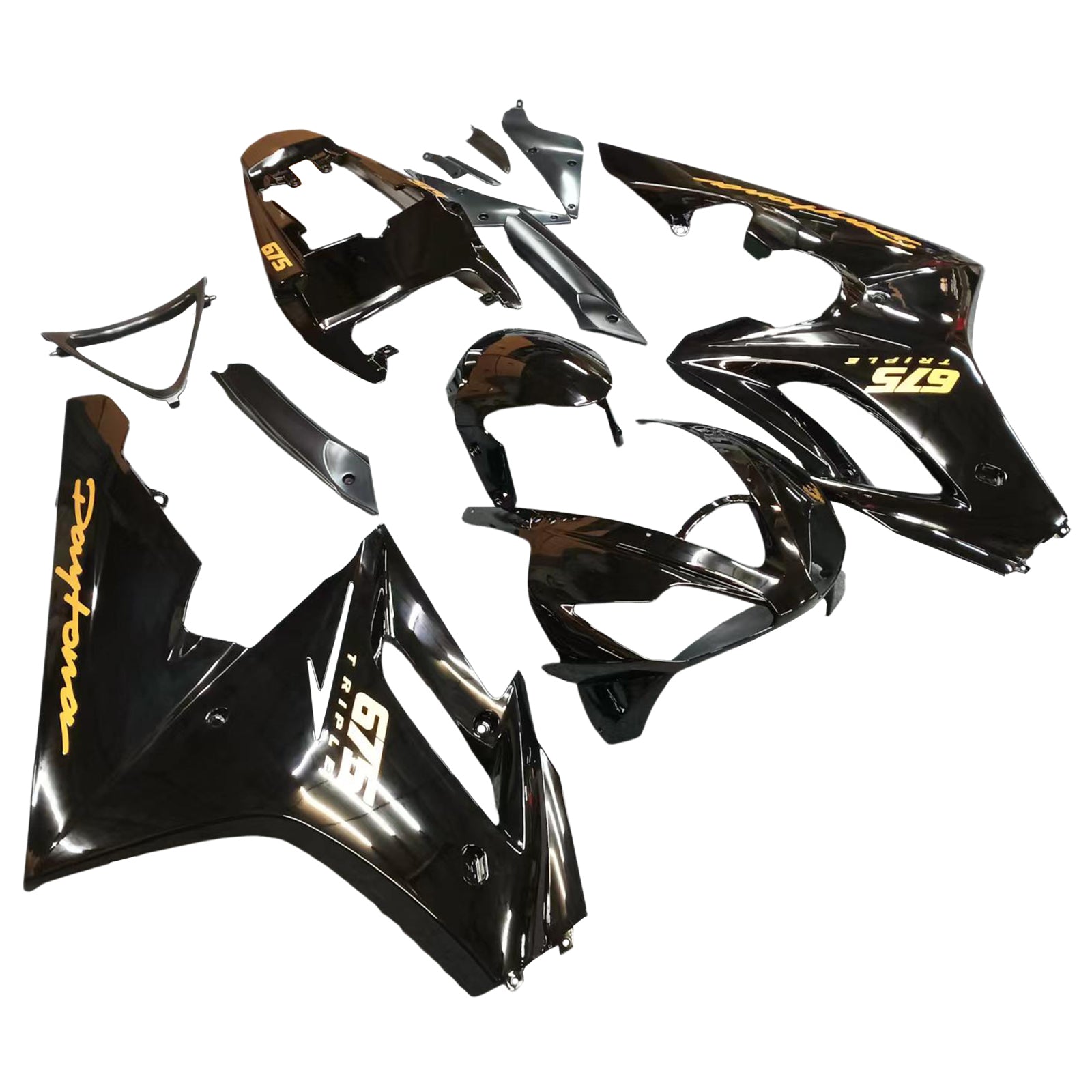 Amotopart Verkleidungen Triumph Daytona 675 2006–2008, glänzend schwarzes Verkleidungsset