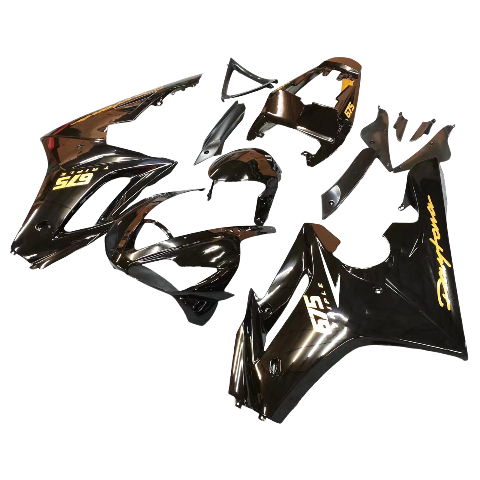 Amotopart Verkleidungen Triumph Daytona 675 2006–2008, glänzend schwarzes Verkleidungsset