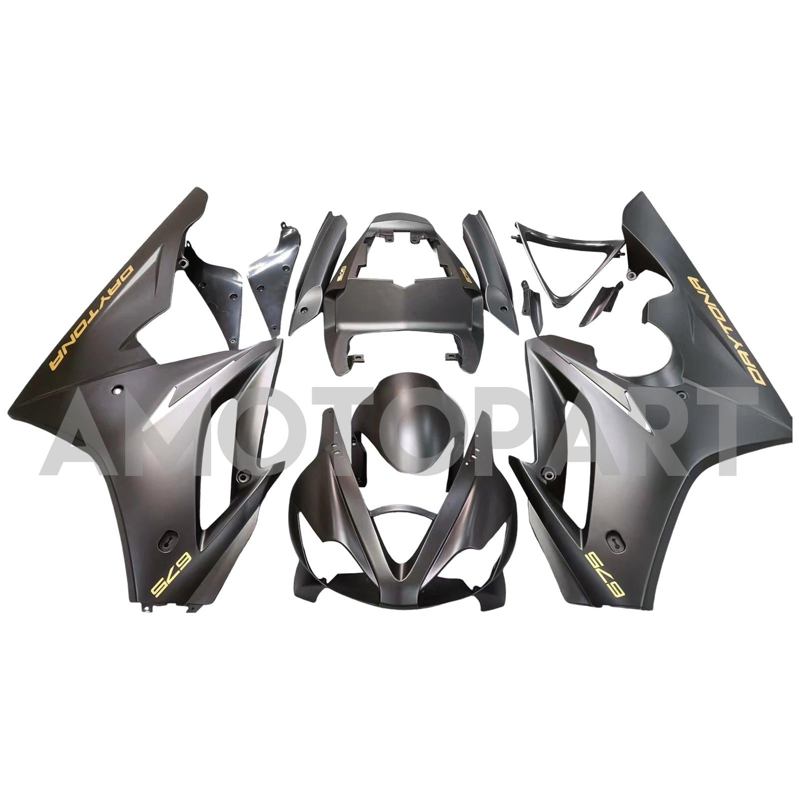 Amotopart 2006-2008 Triumph Daytona 675 Black with Logo Fairing Kit