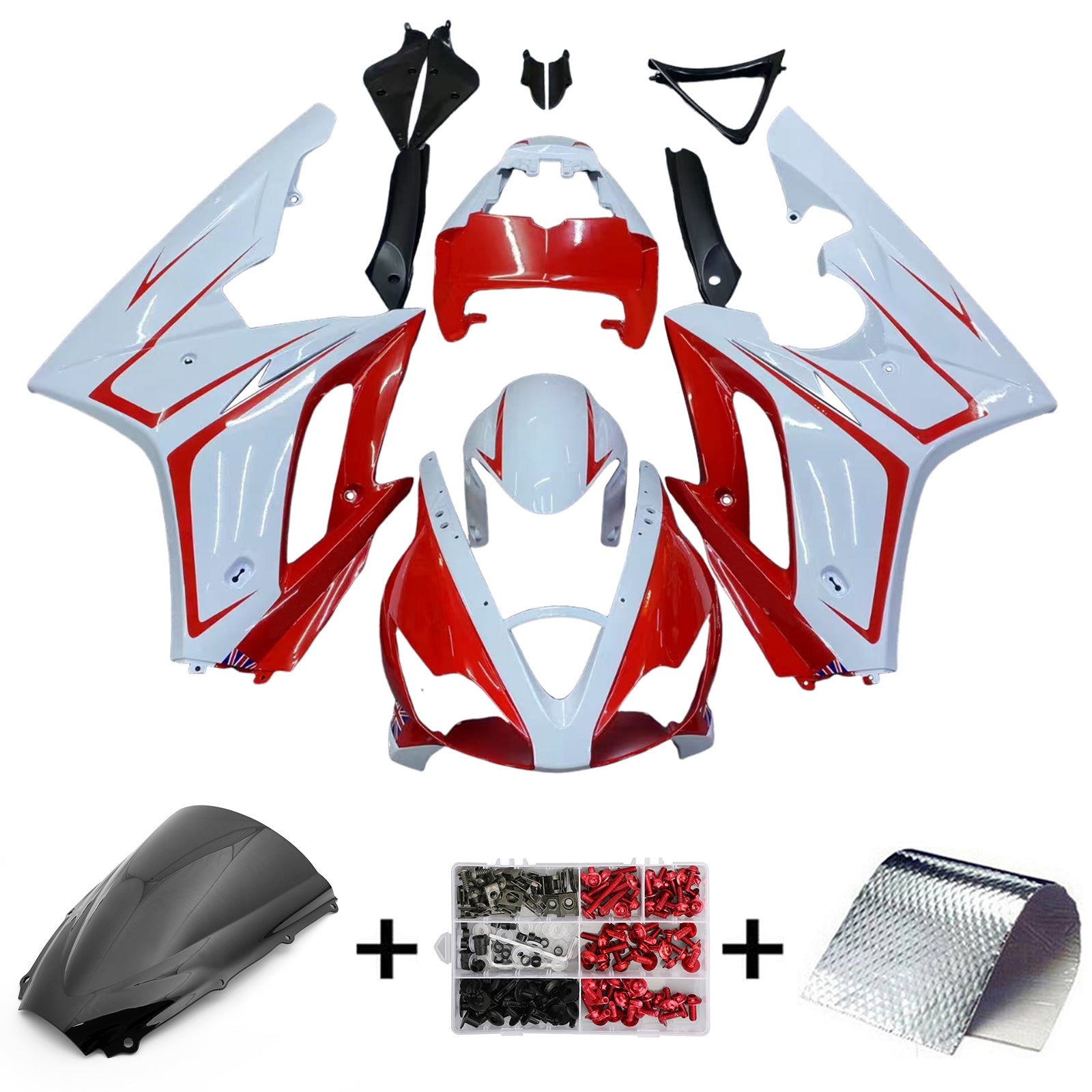 Amotopart 2006-2008 Triumph Daytona 675 Red&White Style2 Fairing Kit