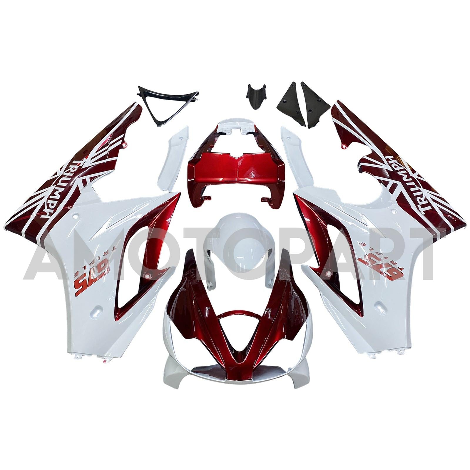 Amotopart 2006-2008 Triumph Daytona 675 Red & White Style1 Fairing Kit
