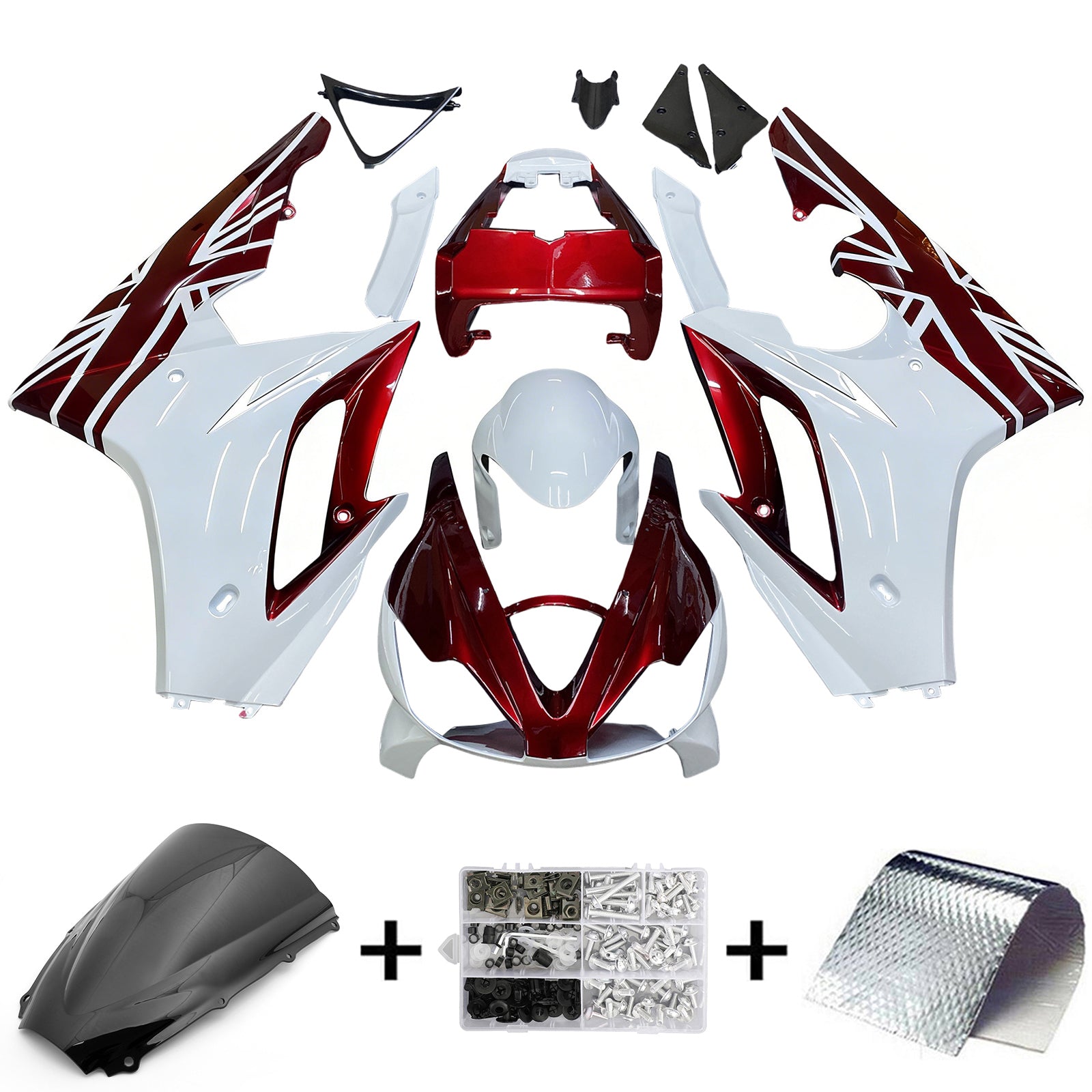 Amotopart 2006-2008 Triumph Daytona 675 Red&White Style1 Fairing Kit