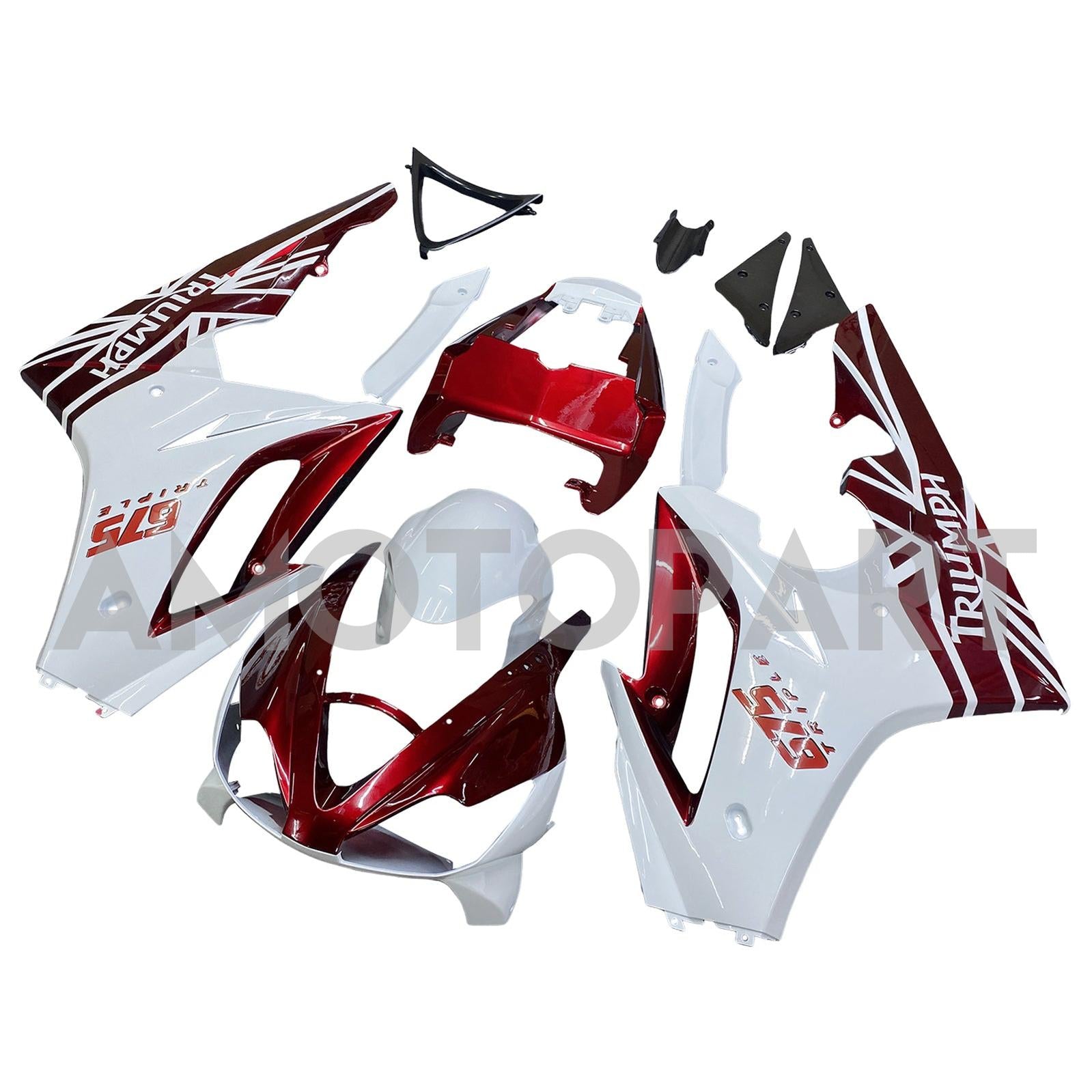 Amotopart 2006-2008 Triumph Daytona 675 Red & White Style1 Fairing Kit