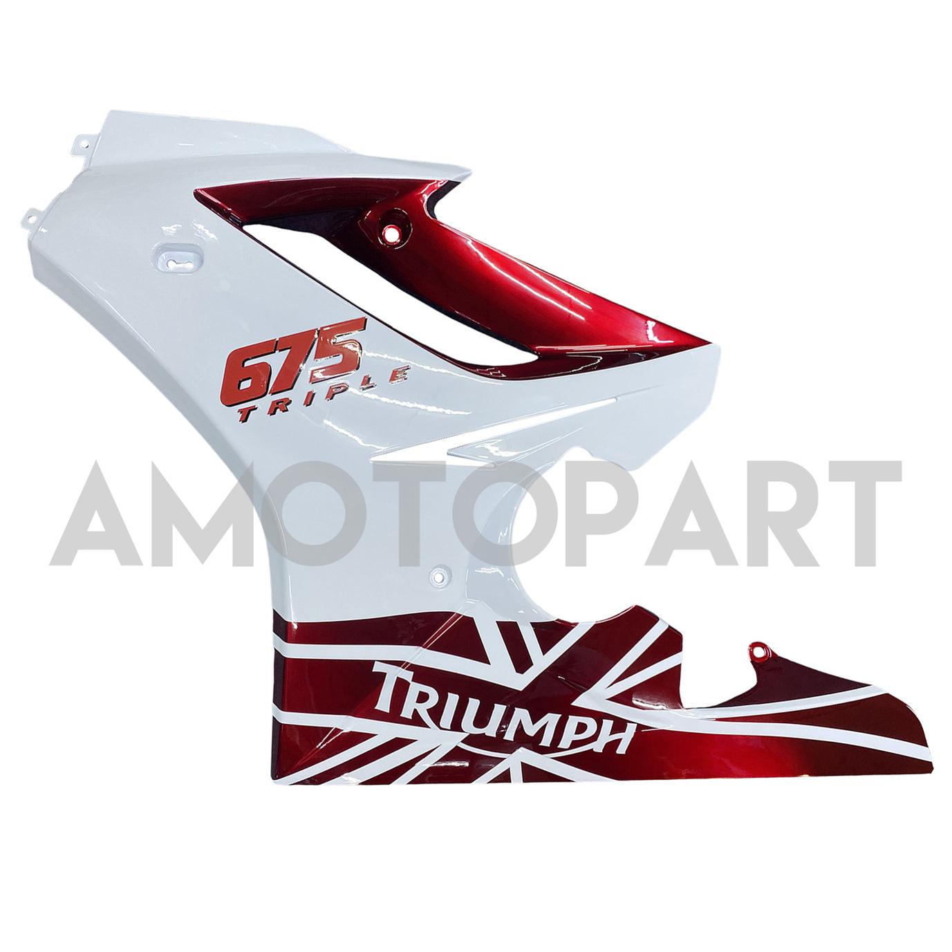 Amotopart 2006-2008 Triumph Daytona 675 Red & White Style1 Fairing Kit