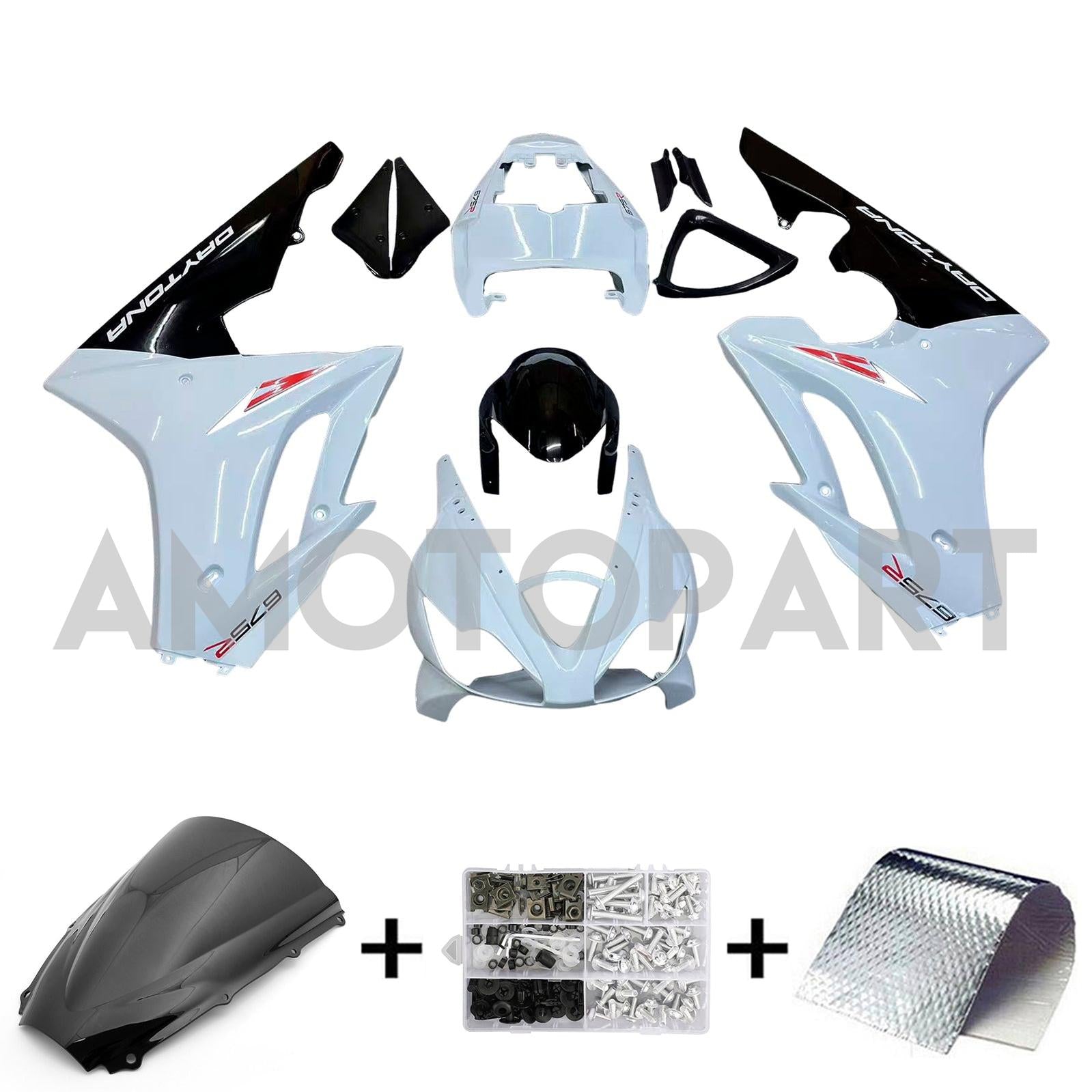Amotopart 2006-2008 Triumph Daytona 675 Black&White Style4 Fairing Kit