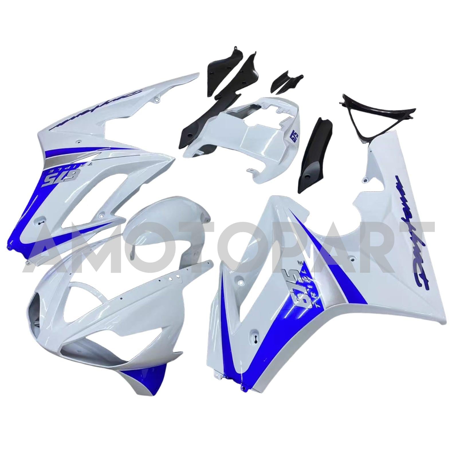 Amotopart 2006-2008 Triumph Daytona 675 White&Blue Style5 Fairing Kit