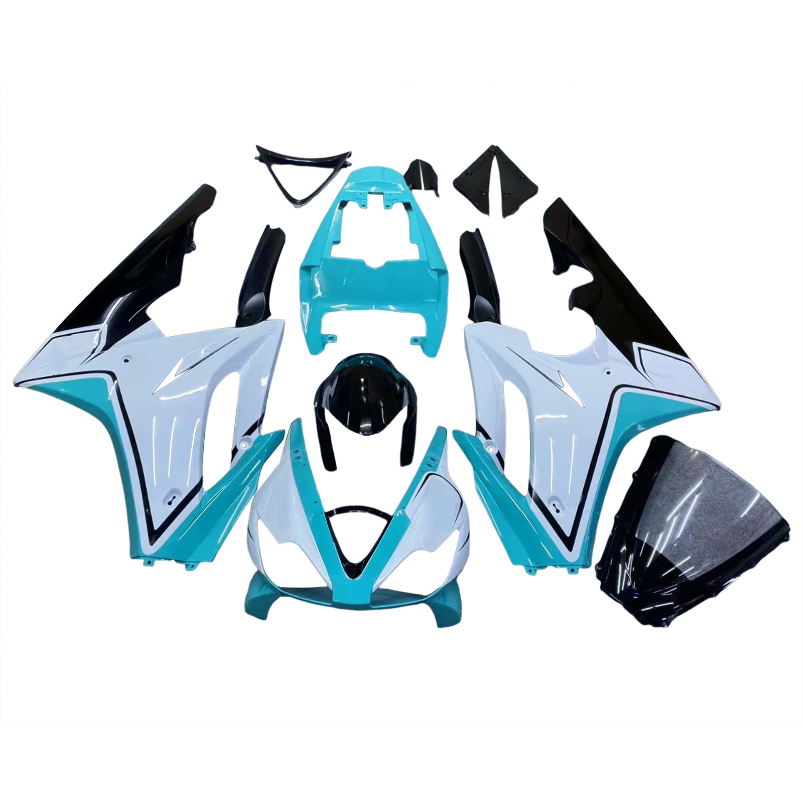 Amotopart 2006-2008 Triumph Daytona 675 White&Blue Style4 Fairing Kit