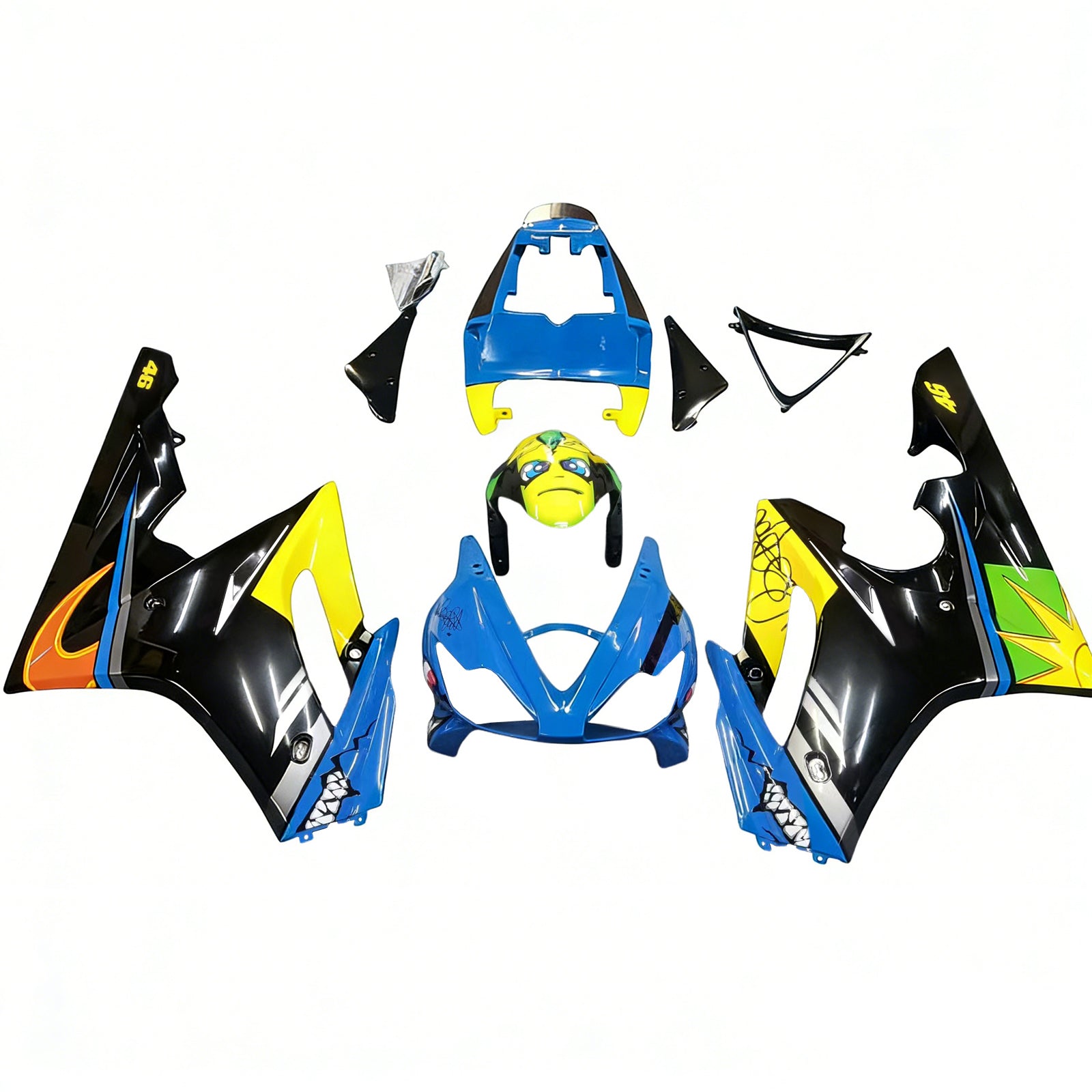 Amotopart 2006-2008 Triumph Daytona 675 Bleu&Kit de carénage Yellow Monster