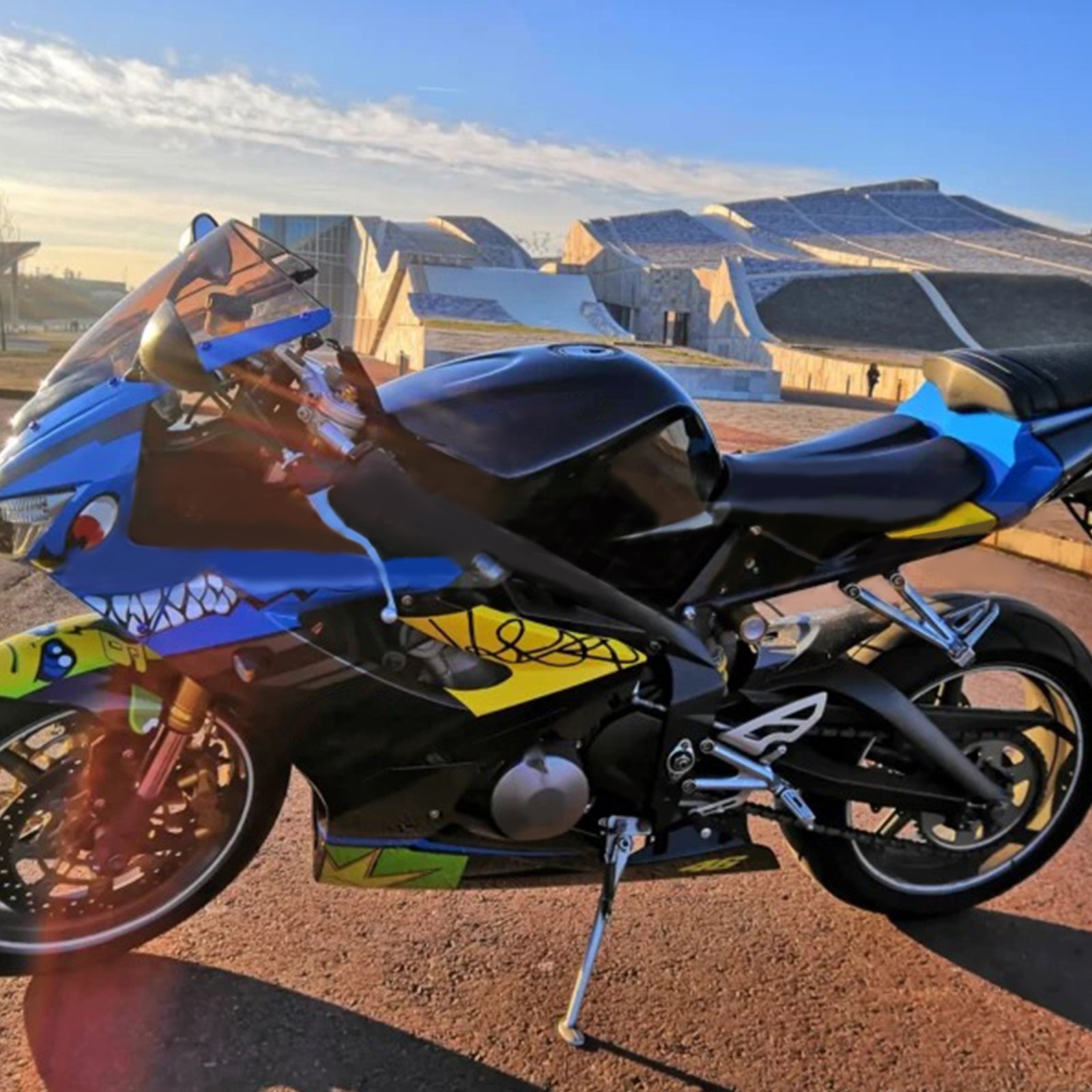 Amotopart 2006-2008 Triumph Daytona 675 Bleu&Kit de carénage Yellow Monster