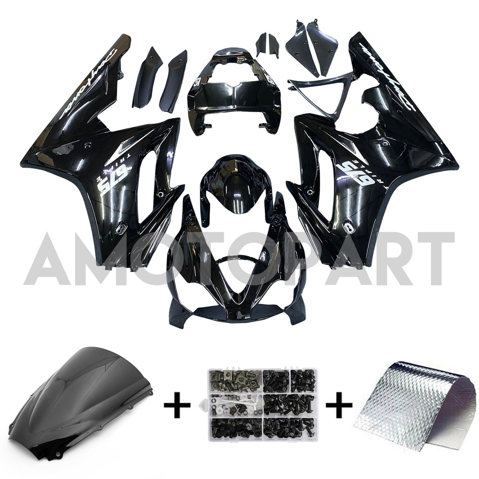 Amotopart 2006-2008 Triumph Daytona 675 Black Style4 Fairing Kit