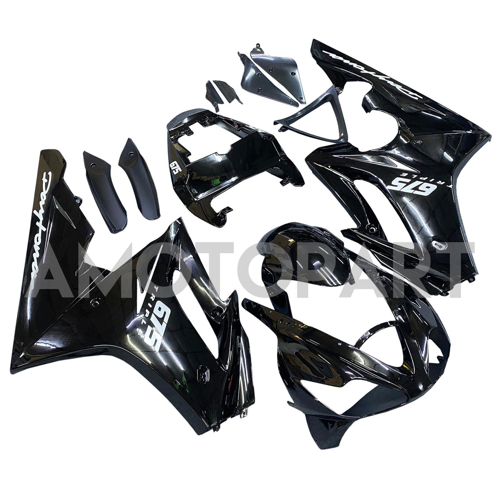 Amotopart 2006-2008 Triumph Daytona 675 Black Style4 Kit de carénage