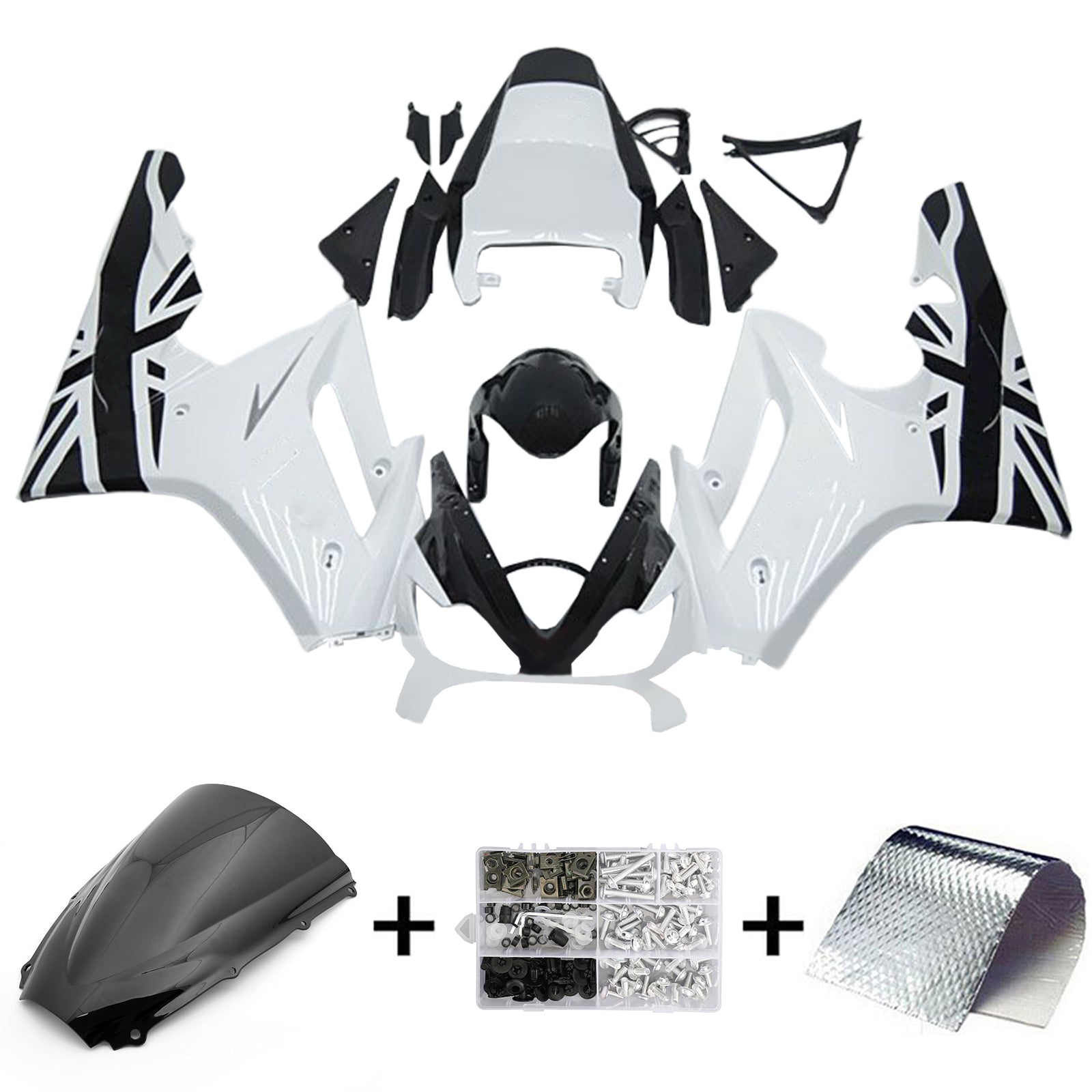 Amotopart 2006-2008 Triumph Daytona 675 Schwarz&White Style2 Verkleidungssatz