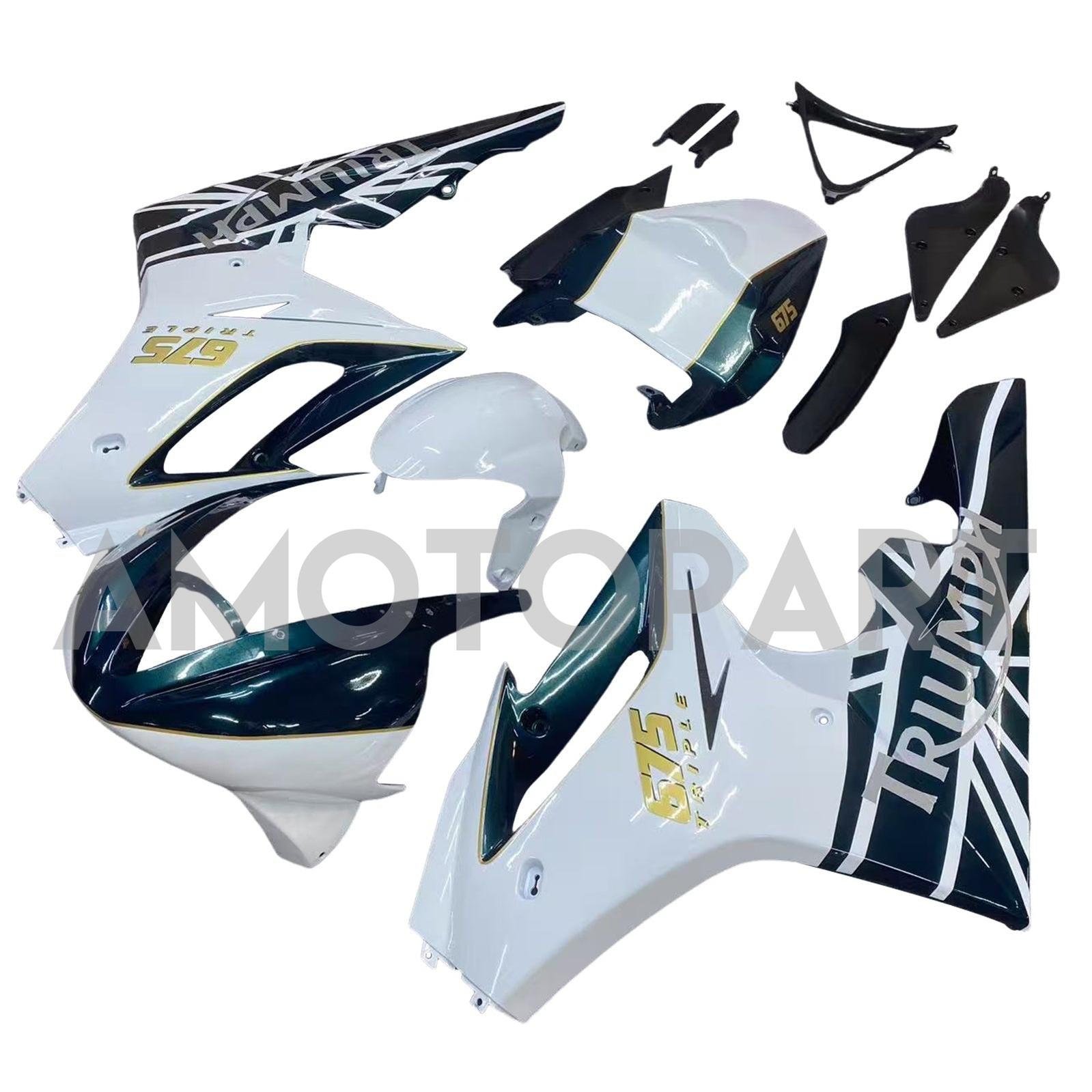 Amotopart 2006-2008 Triumph Daytona 675 Black & White Style1 Fairing Kit