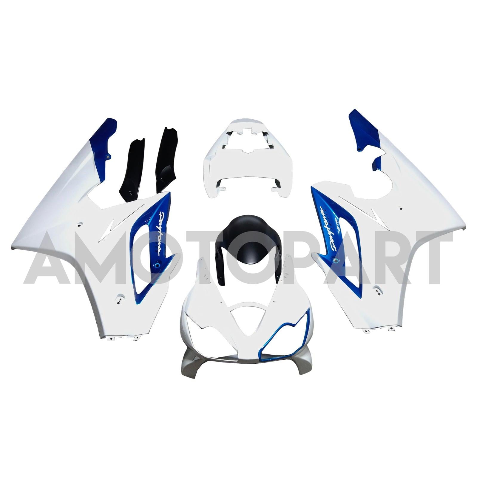 Amotopart 2006-2008 Triumph Daytona 675 White Blue Fairing Kit