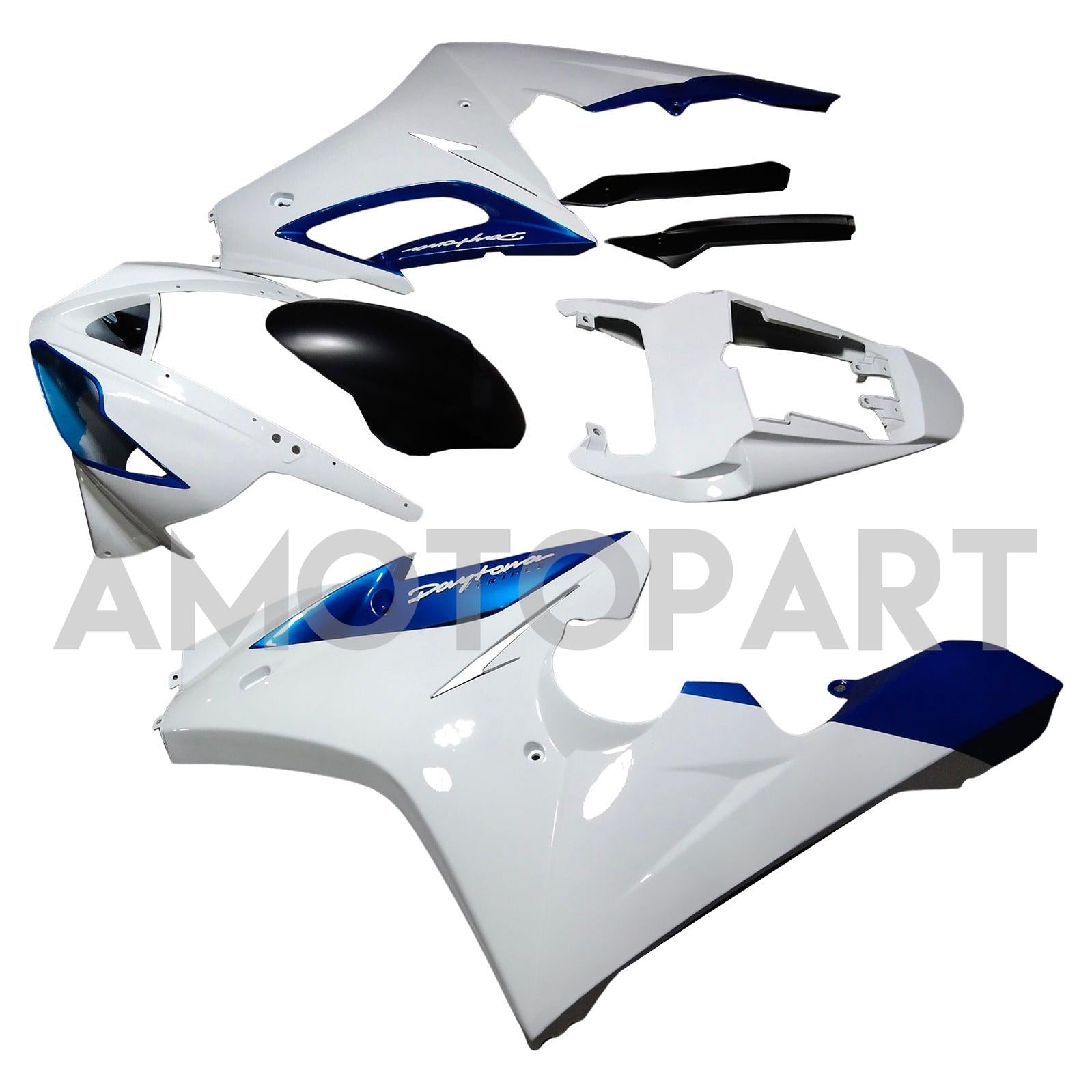 Amotopart 2006-2008 Triumph Daytona 675 White Blue Fairing Kit