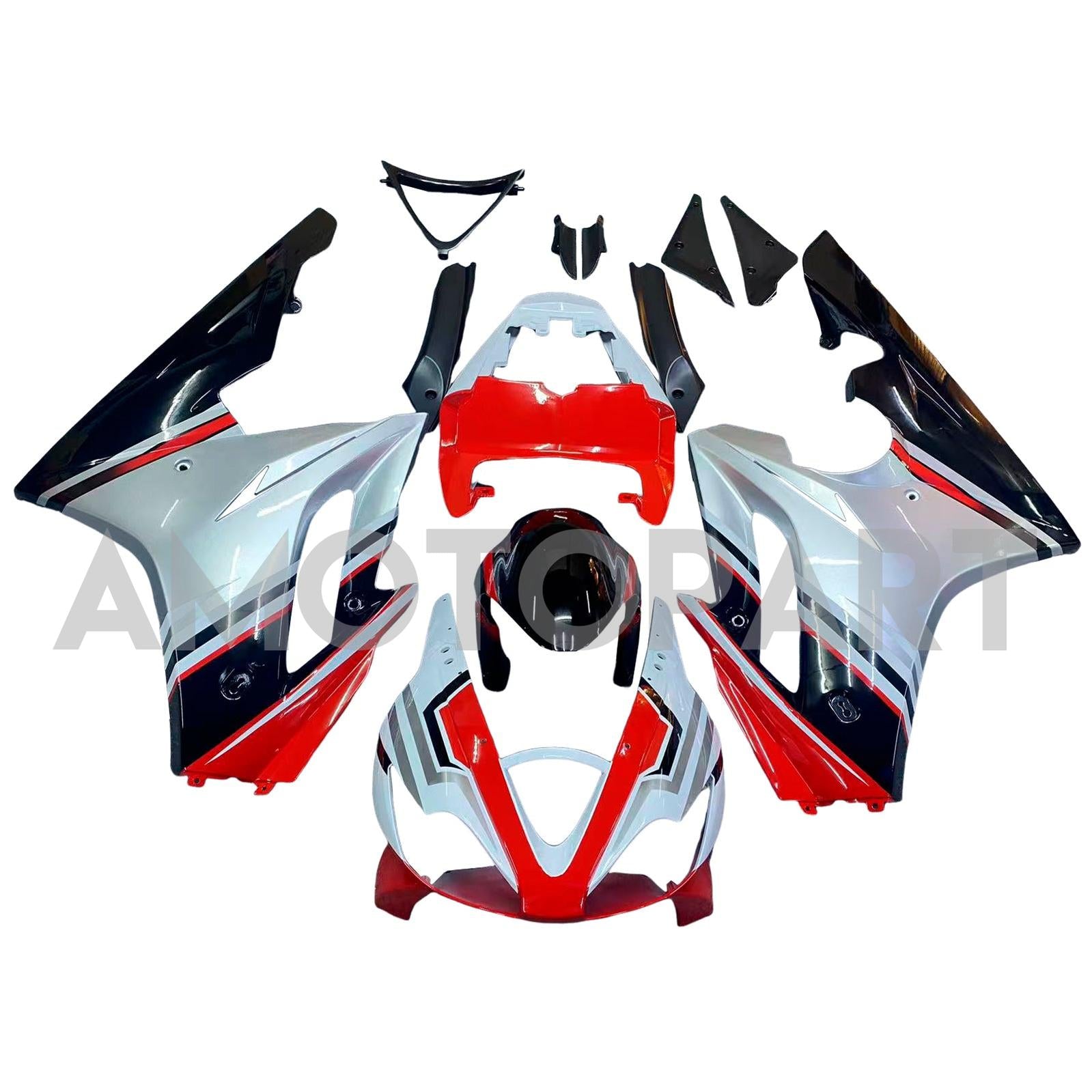 Amotopart 2006-2008 Triumph Daytona 675 Kit de carénage rouge blanc noir brillant