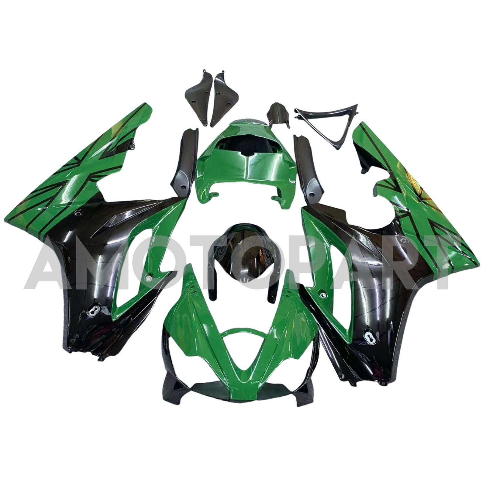 Amotopart 2006-2008 Triumph Daytona 675 Glänzende dunkelgrüne Schwarzverkleidung Kit