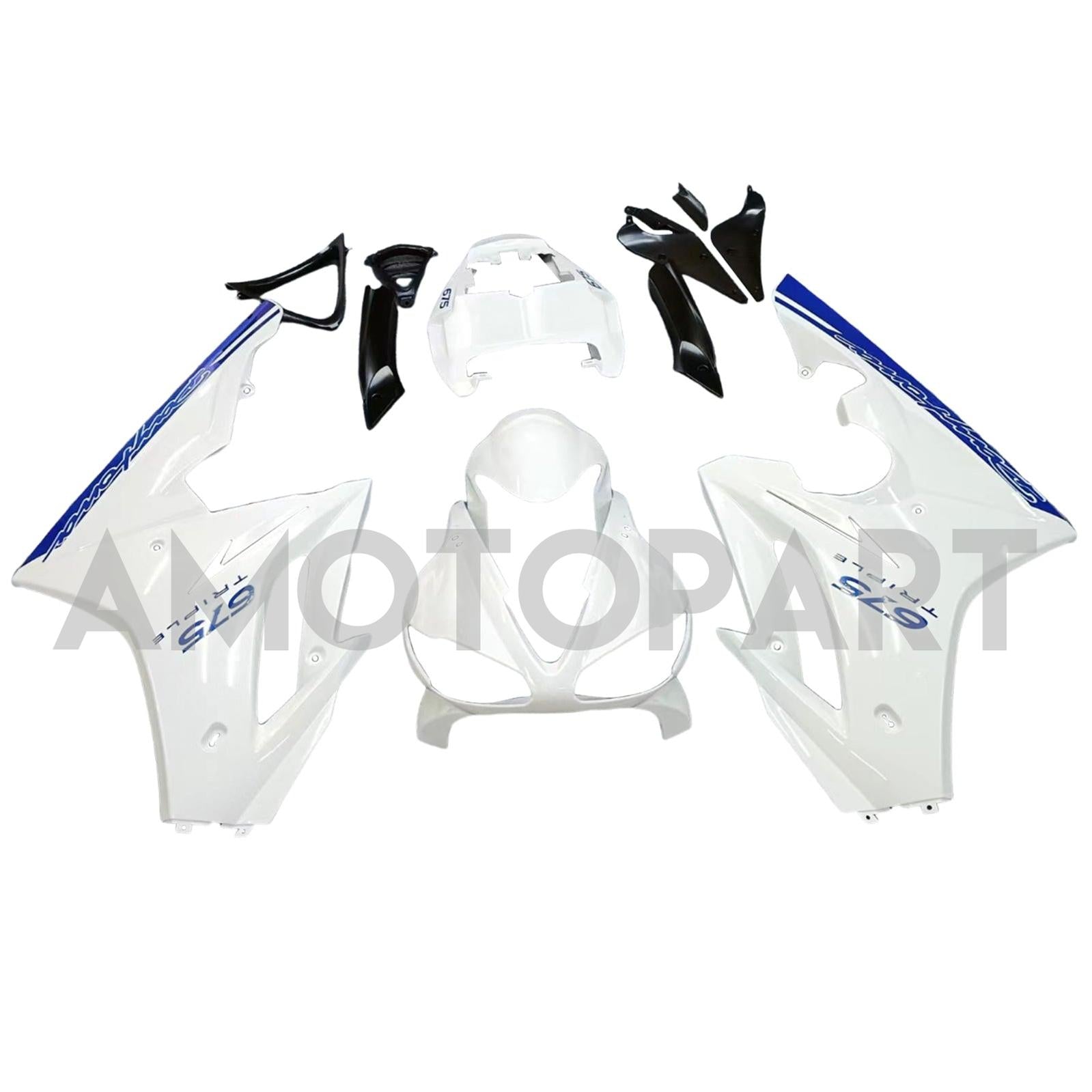 Amotopart 2009-2012 Triumph Daytona 675 Fairing White & Blue Kit