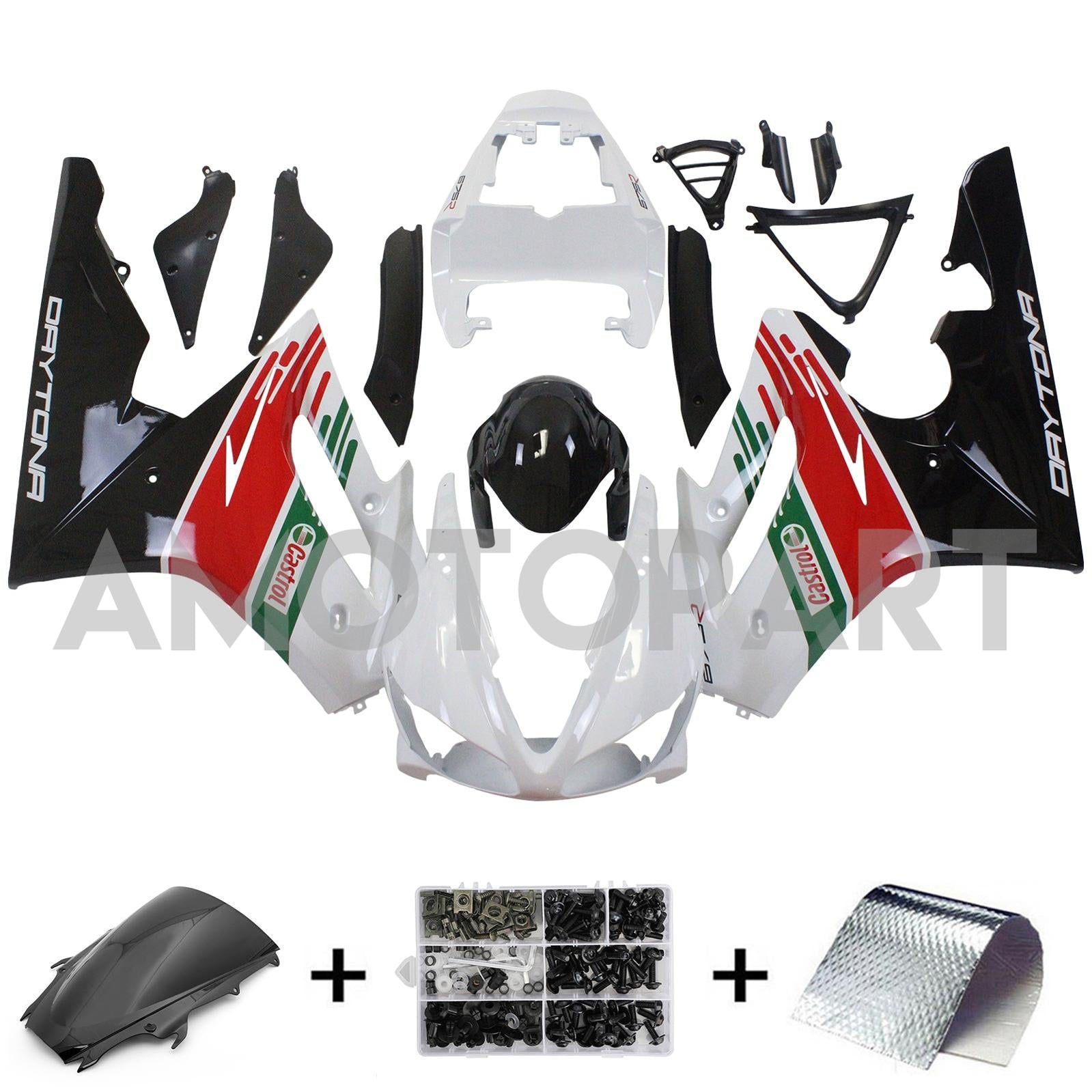Amotopart 2009-2012 Triumph Daytona 675 Red&Green Fairing Kit