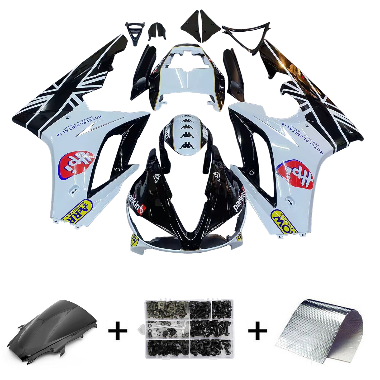 Amotopart 2009-2012 Kit carena Triumph Daytona 675 White&Black Style1