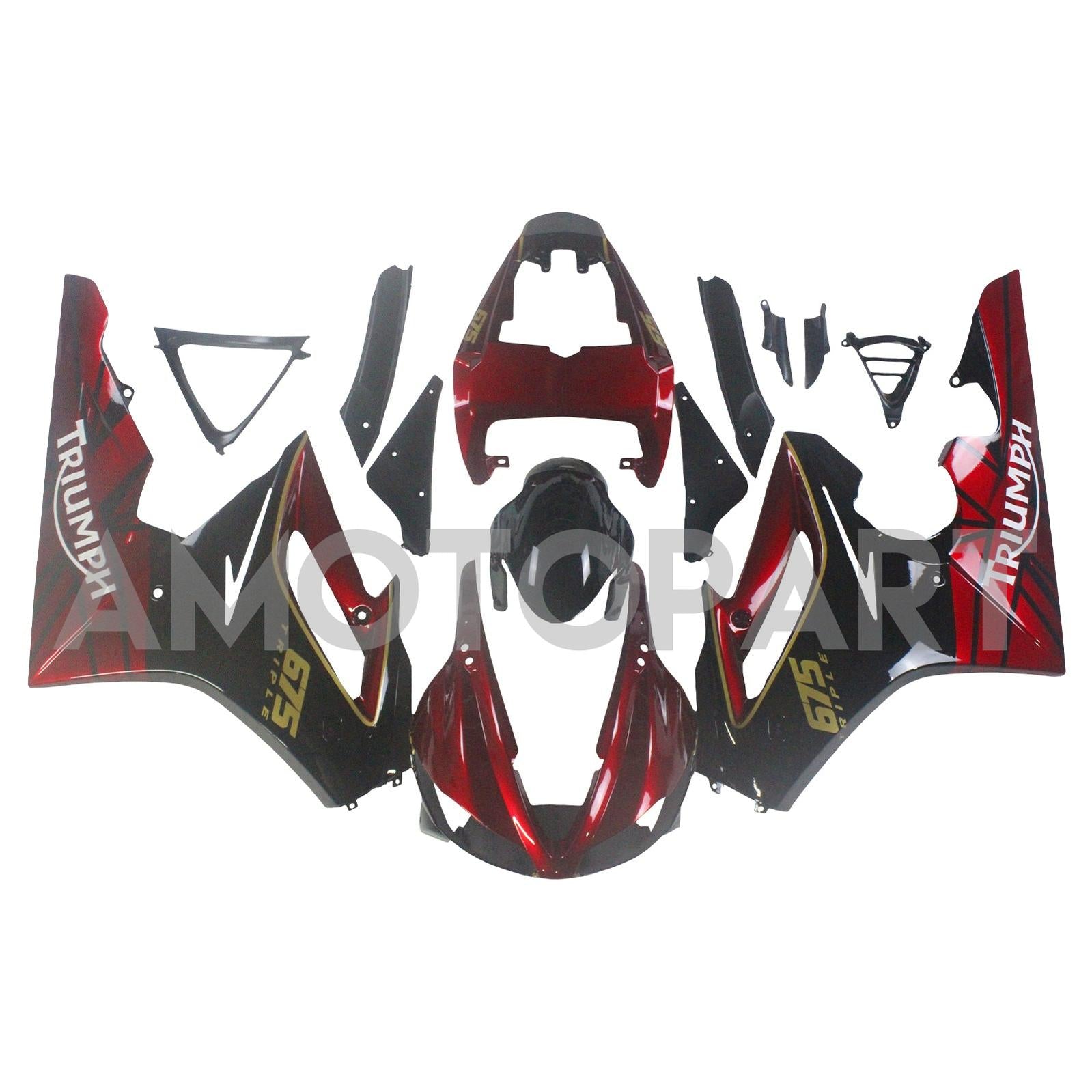 Amotopart 2009-2012 Triumph Daytona 675 Red & Black Fairing Kit