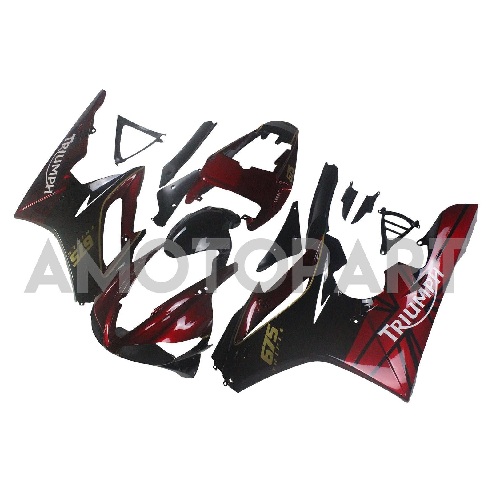 Amotopart 2009-2012 Triumph Daytona 675 Red & Black Fairing Kit