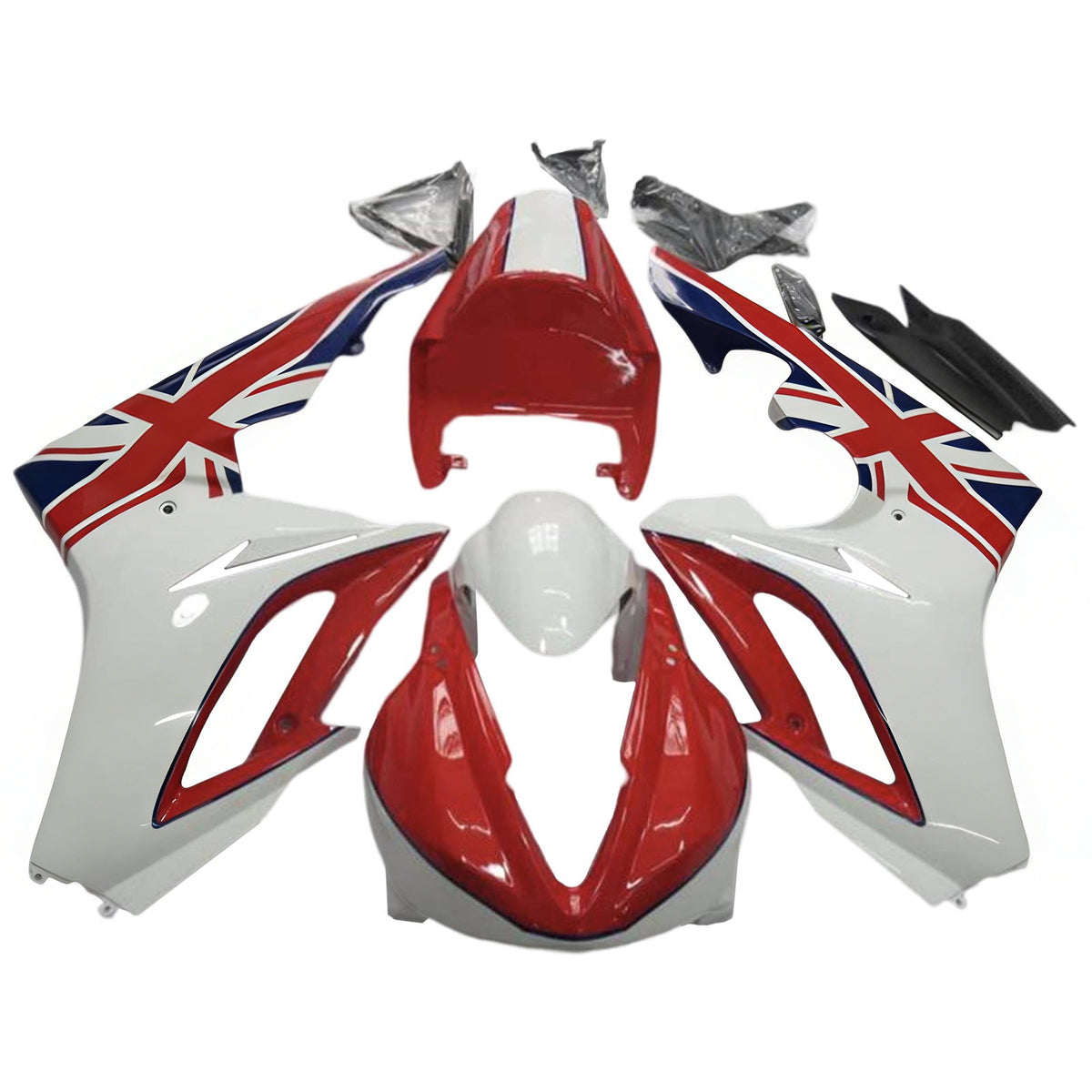 Amotopart 2009-2012 Triumph Daytona 675 Red & White Flag Fairing Kit