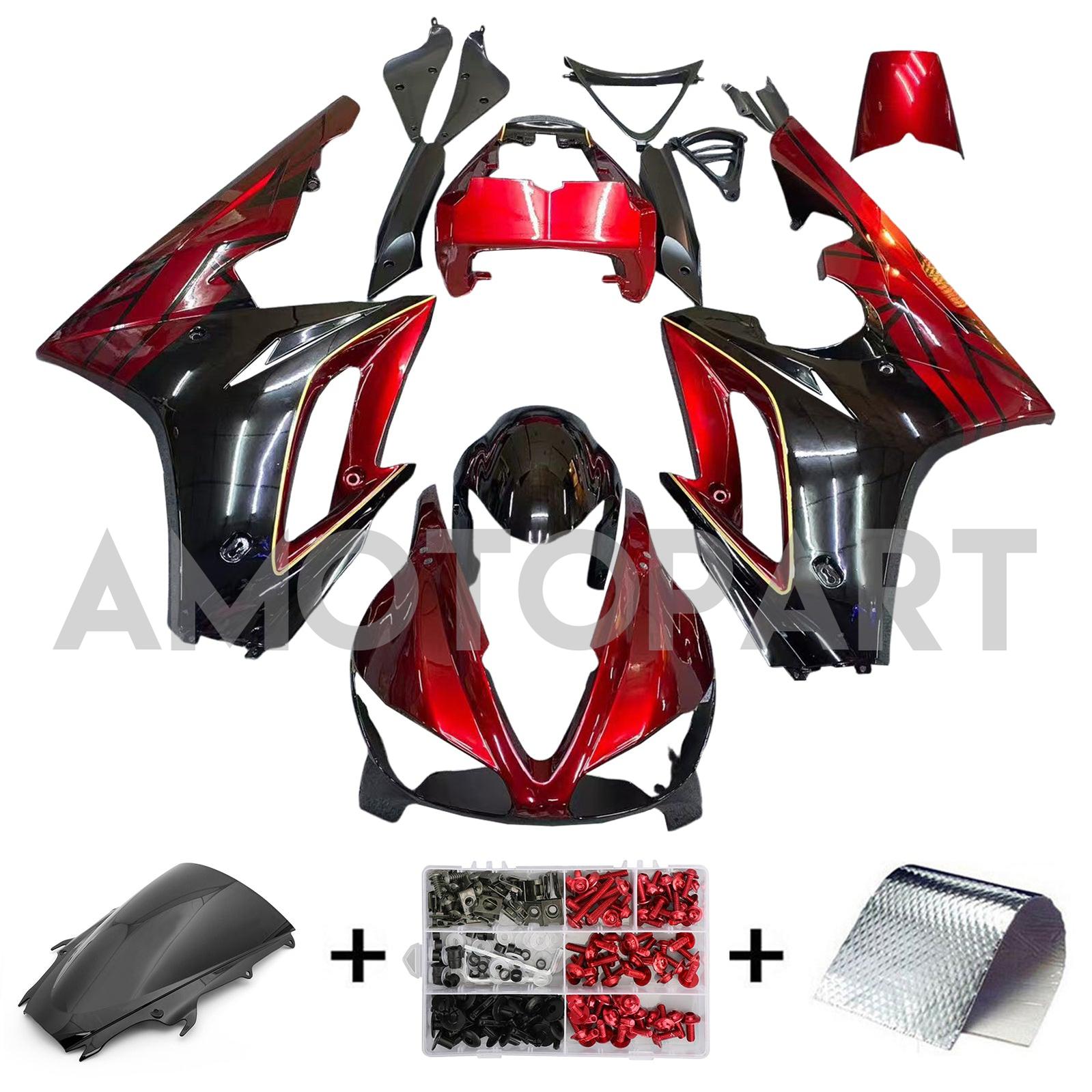Amotopart 2009-2012 Triumph Daytona 675 Glossy Dark Red Black Fairing Kit